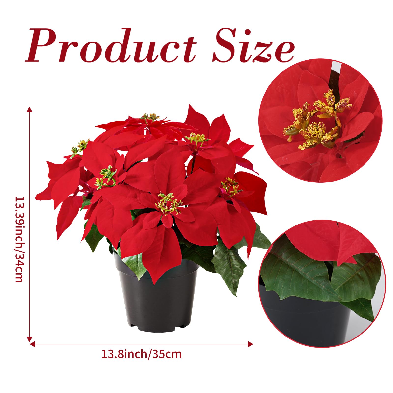 Amazon｜MATBAR 13.4インチ ポインセチア 植物 レッド 大型  