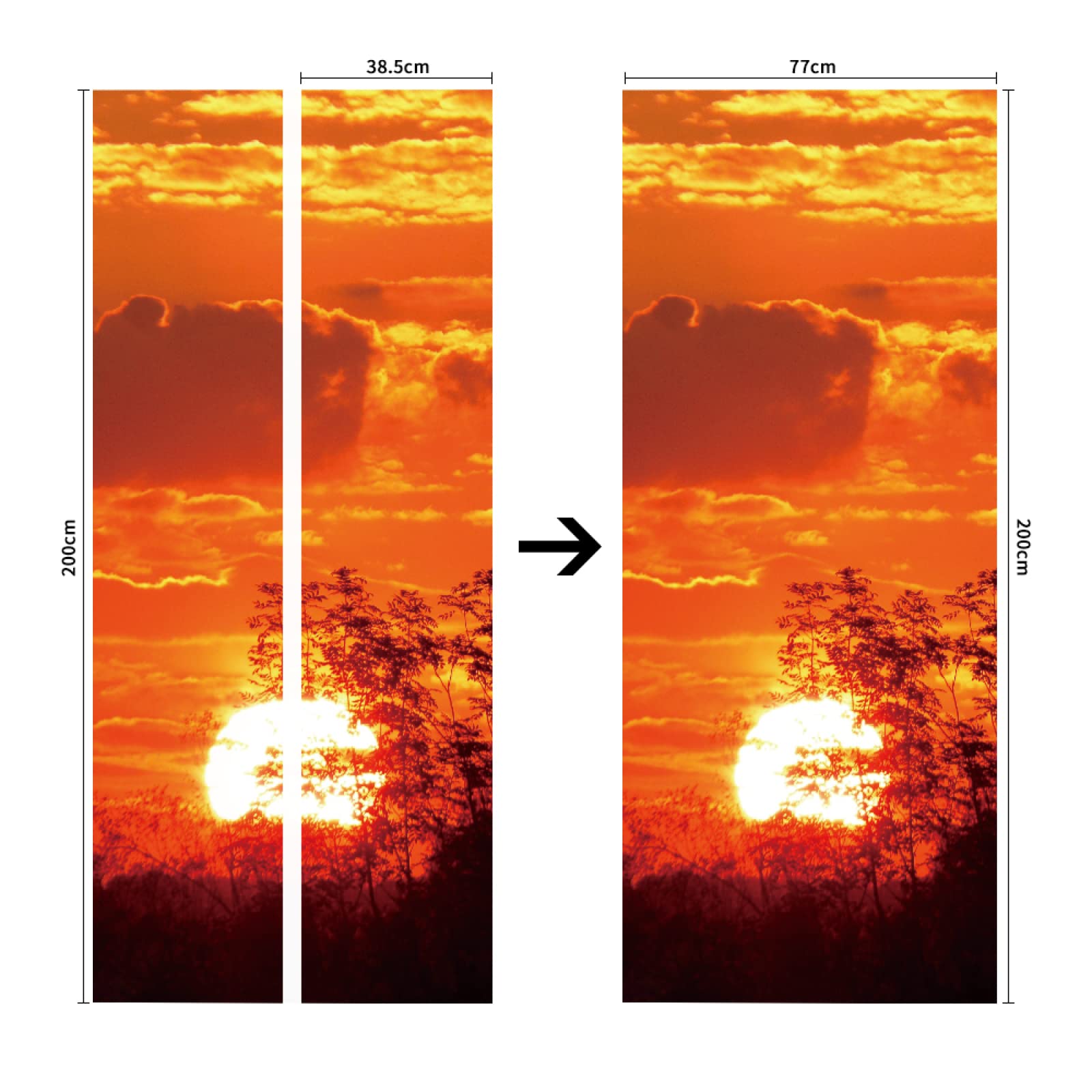 TüRaufkleber TüRtapete Fototapete TüRfolie Selbstklebend 3d Motiv FüR TüRen TüR Bekleben Folie Braune Sonne 77 X 200cm(30,31 X 78,7 Zoll)