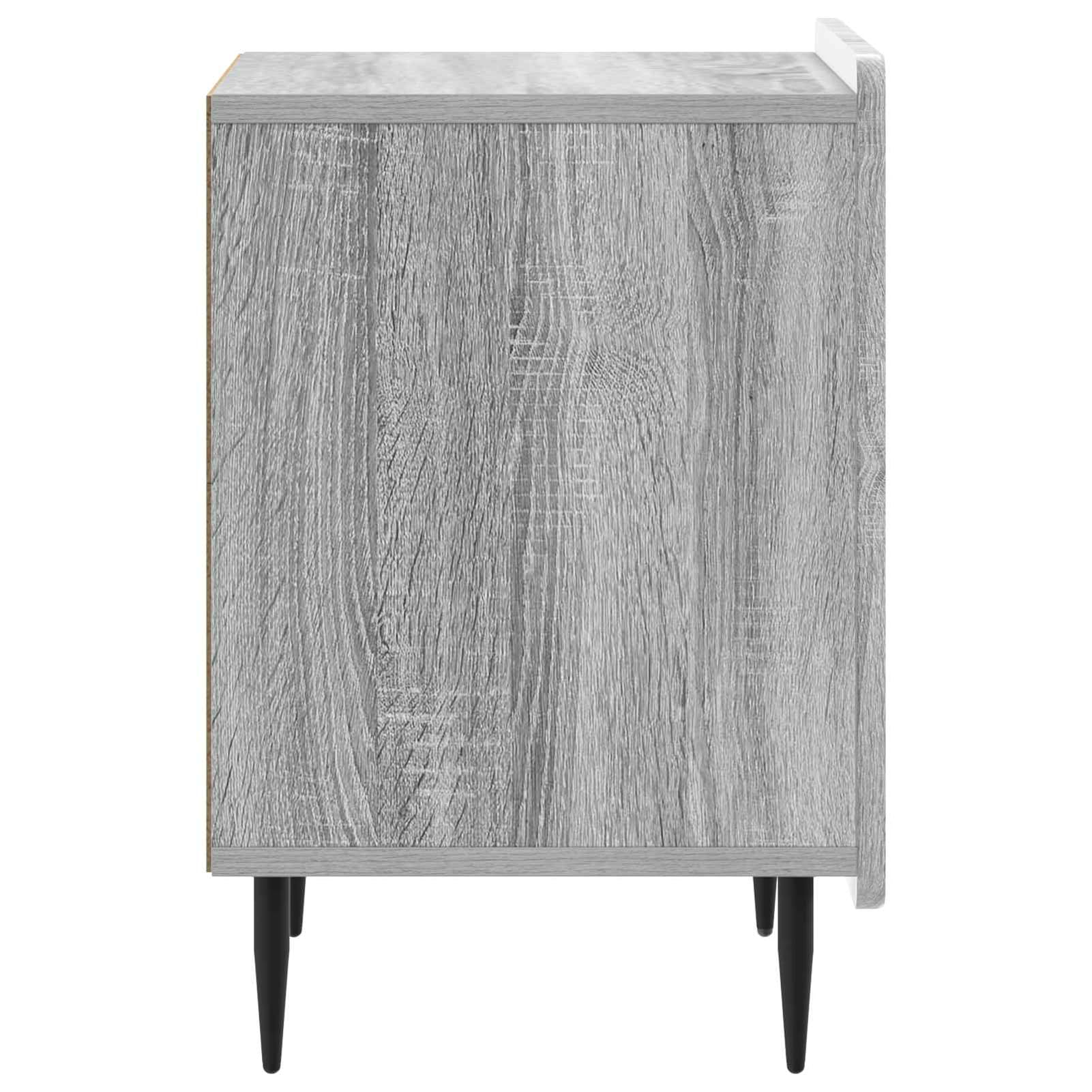 Nachttisch Graues Sonoma 43x34,5x52 cm Holzwerkstoff mit Metallbeinen | Vintage-Look aus hochwertigem,90°-Pendeltür für leisen Zugriff,schwarze Metallbeine,einfache Pflege mit feuchtem Tuch