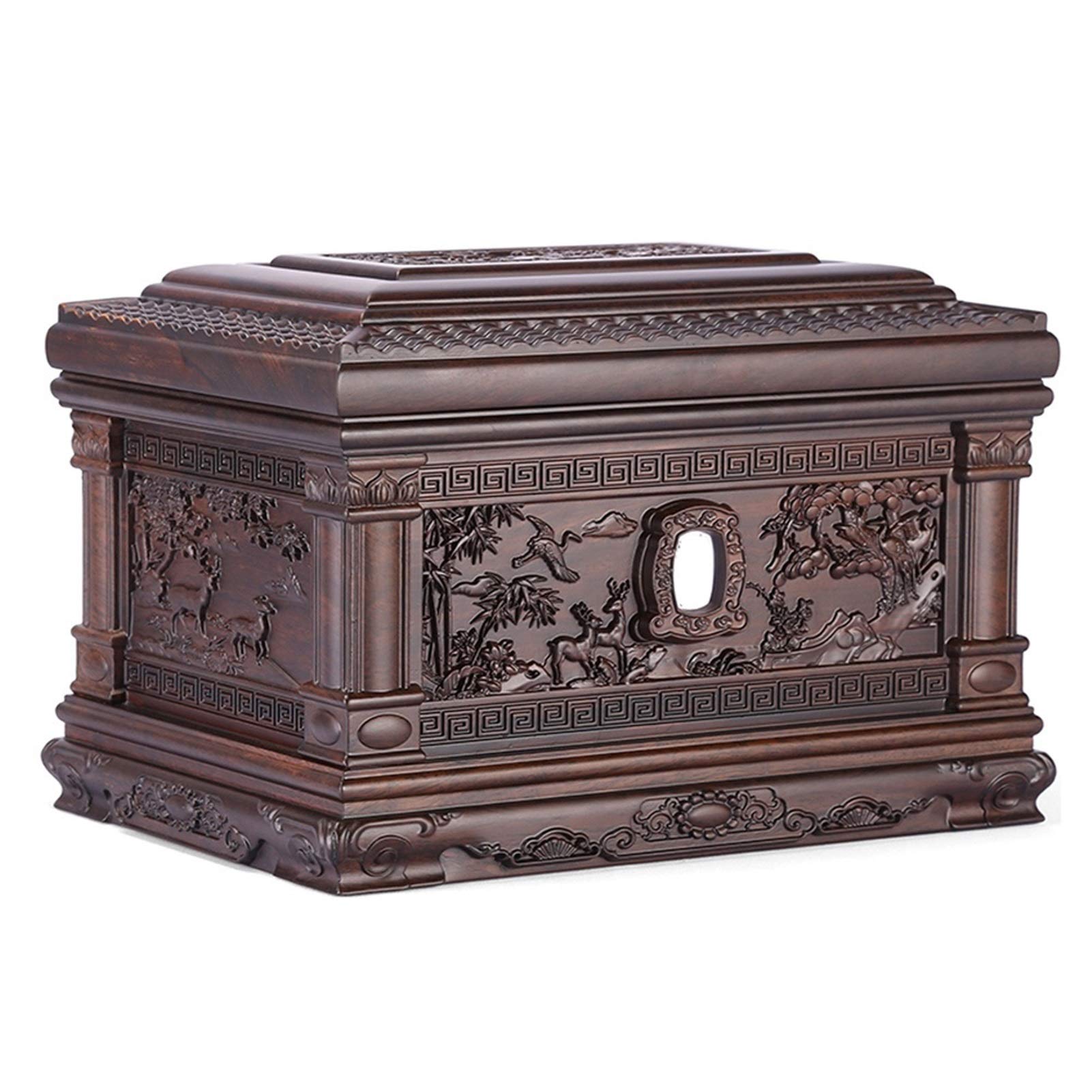 YTBHSHXZ urn， Ashes Urns for Human Adult Cremation Forever Memory Box Woodcarving Fine Texture