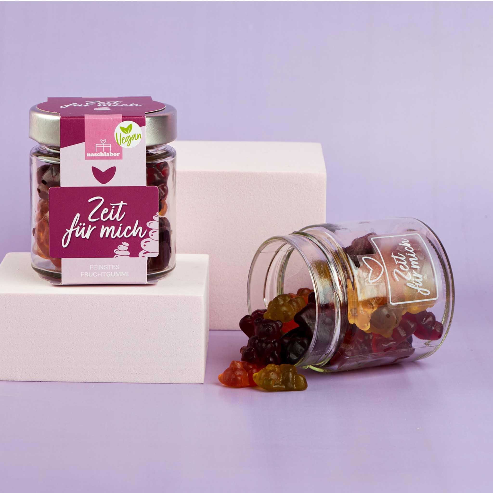 Vegan Fruchtgummi Geschenkglas Zeit für mich 120g | Geschenk für die Liebsten | Das Mitbringsel für deine Freunde | Muttertag | Geschenk für die beste Freundin | Me time