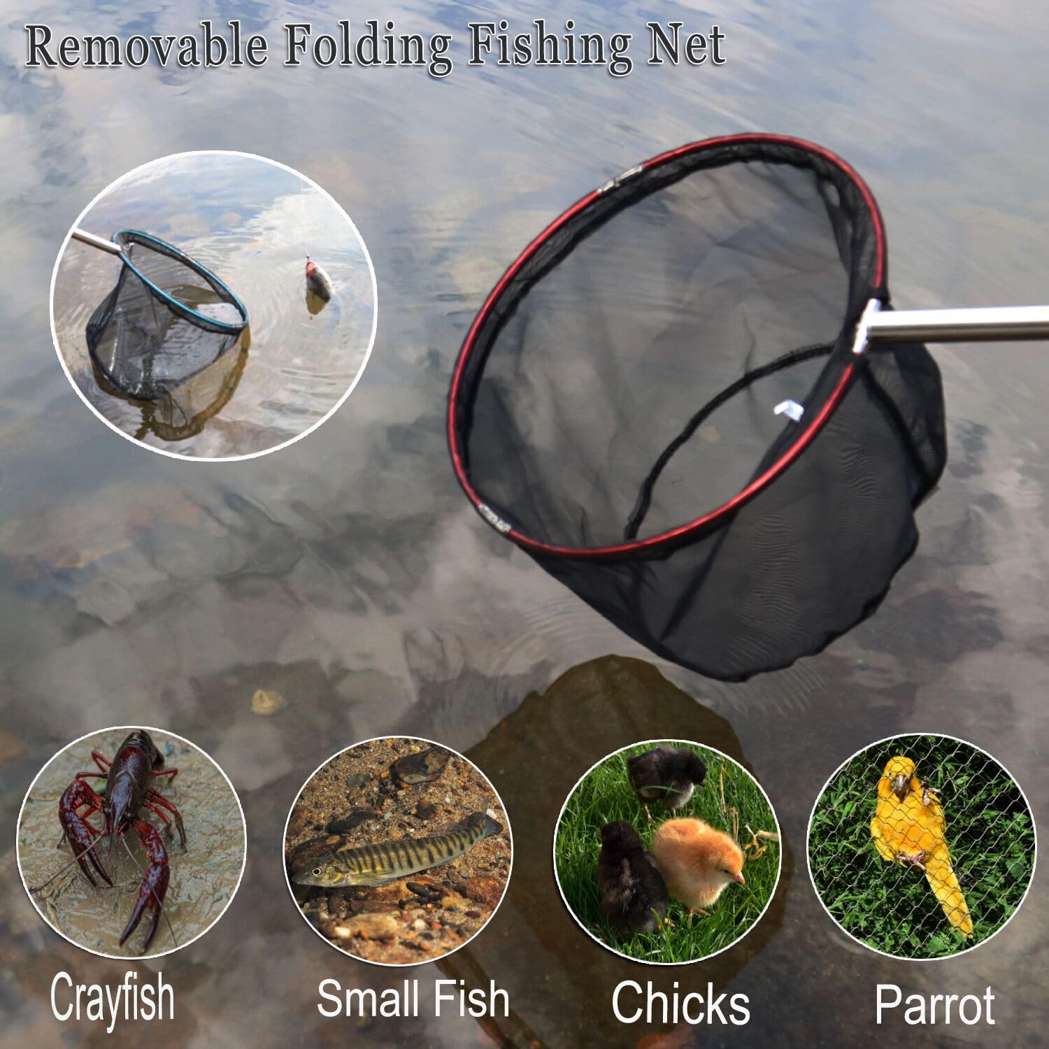 Paquete de 2 redes de pesca retráctiles ligeras con mango de caña de aluminio, redes de pesca para niños, redes de pesca para jóvenes, redes de captura y liberación de mariposas