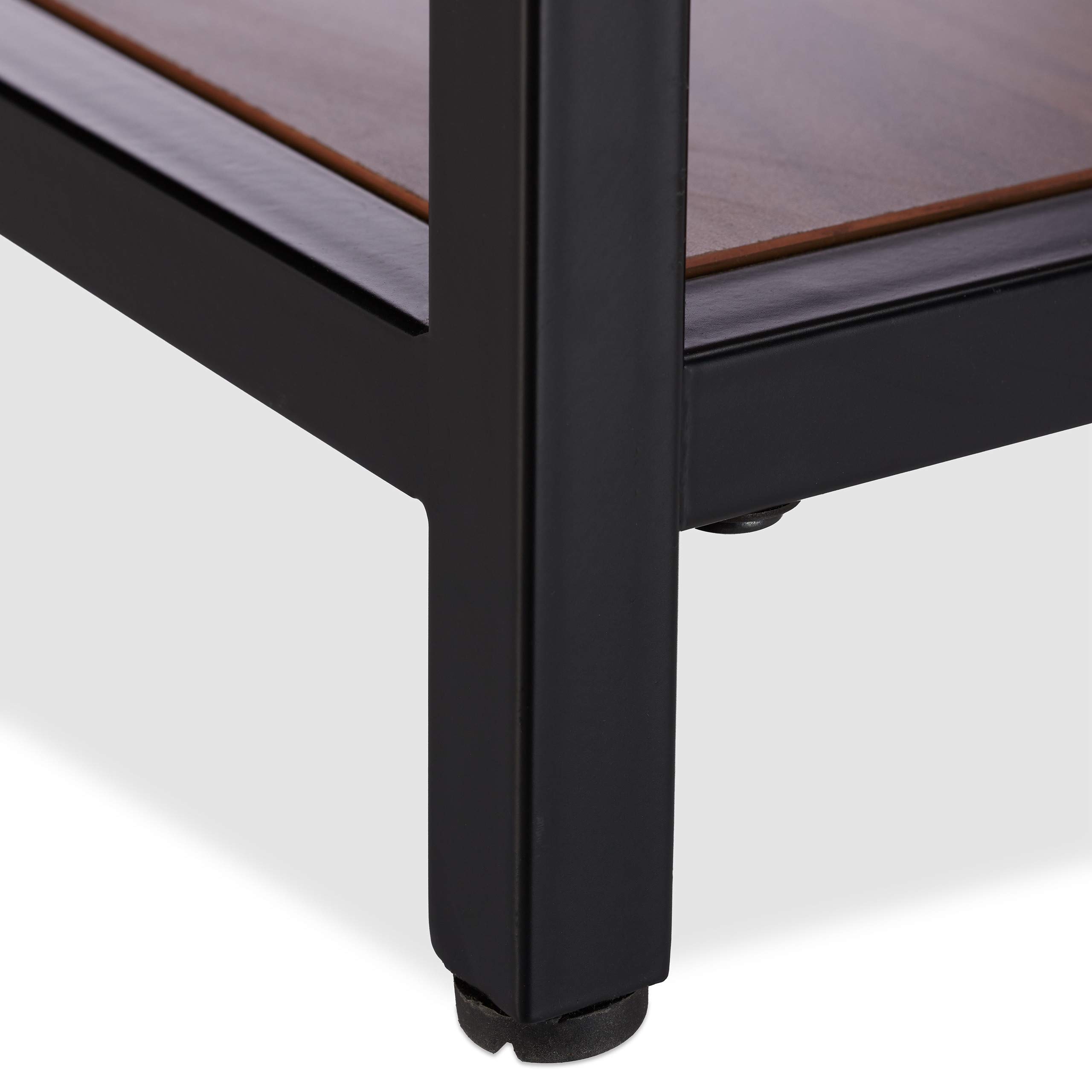 Relaxdays Tavolino Basso da Divano per Salotto, 2 Ripiani in Legno, Struttura in Acciaio, Quadrato, H 51cm, Marrone Nero
