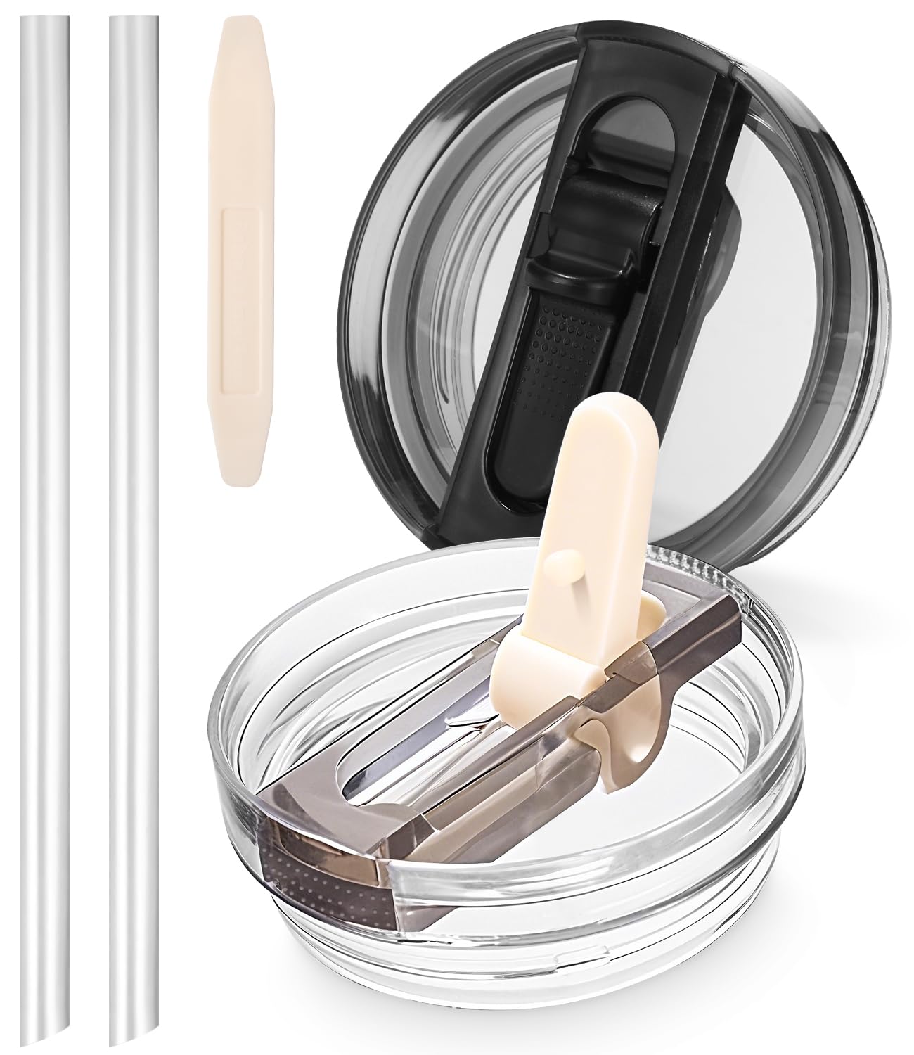 Couvercles De Rechange Stanley – (2 Couvercles De Rechange Pour Gobelet De 1 134,5 G 2 Pailles 1 Brosse De Nettoyage Pour Paille) – Réutilisables – Anti-fuite Et Anti-poussière