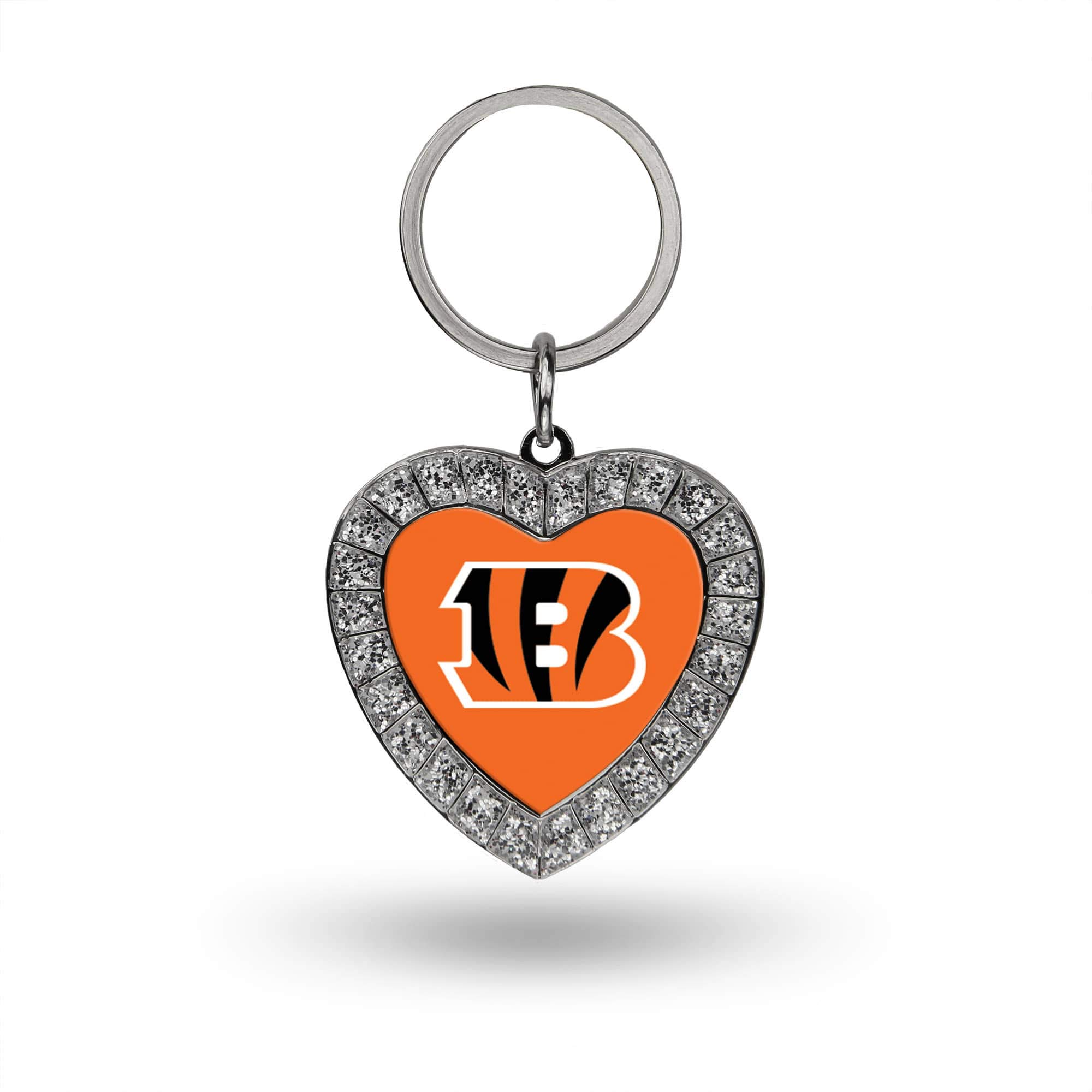 Rico Industries NFL Cincinnati Bengals Metal Rhinestone Heart Keychain