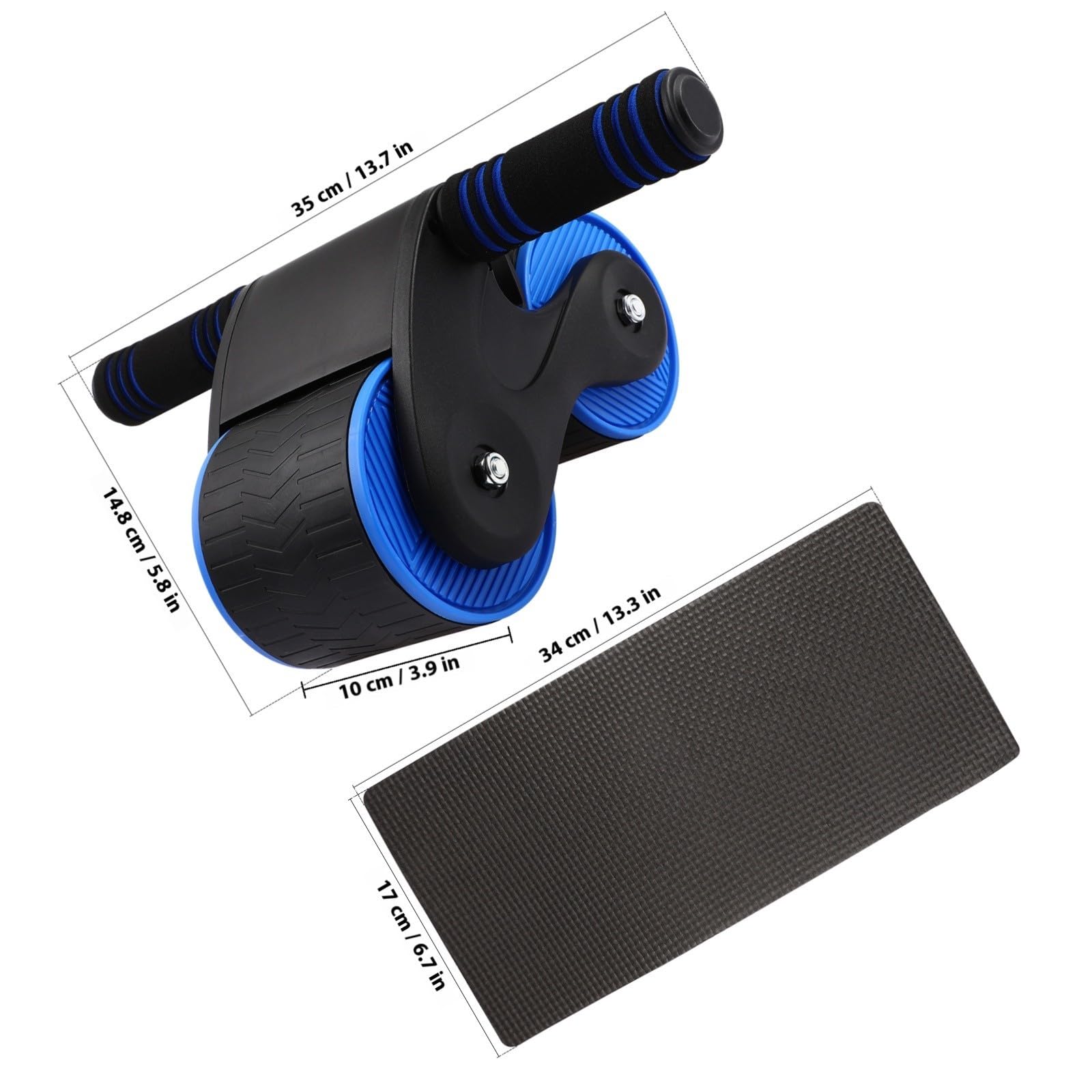 Rodillo de Rueda Ab con Rebote Automático para Entrenamiento Abdominal con Doble Ruedas, Almohadilla para Rodillas de Goma y Plástico, Equipo Flexible para Pecho y Color Aleatorio