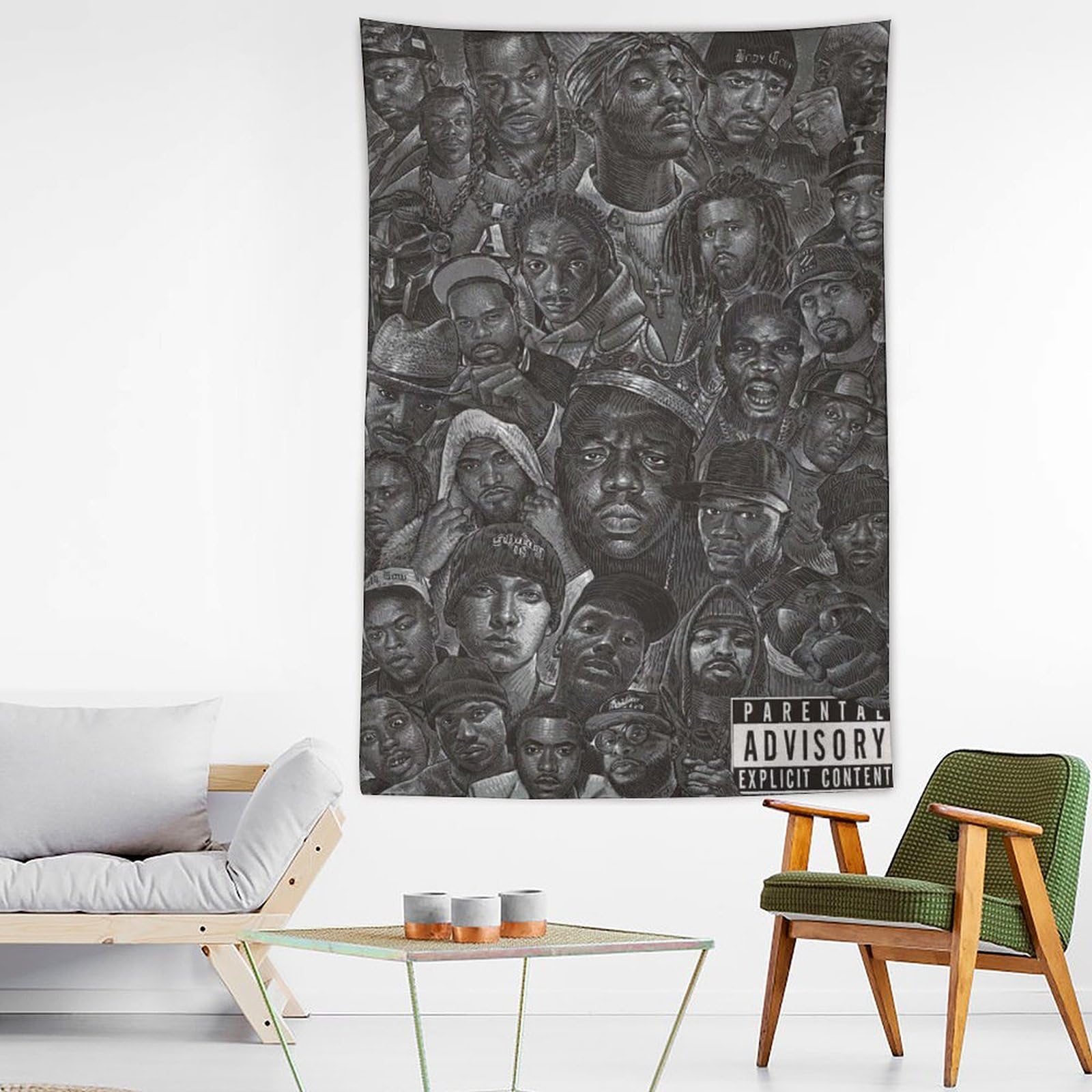 Poster con stampa artistica da parete, motivo: cantante rap, hip-hop, tutte le stelle, 152 x 228 cm