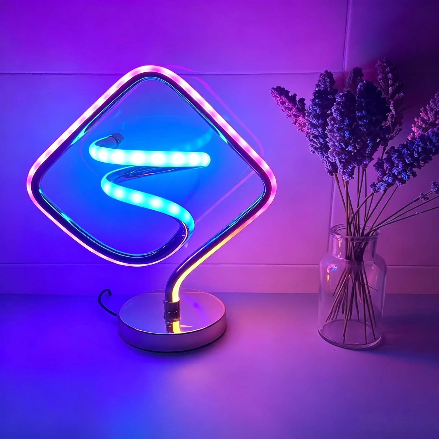 RGB Modern Spiral LED Table Lamp Creative Line Nightstand Decor