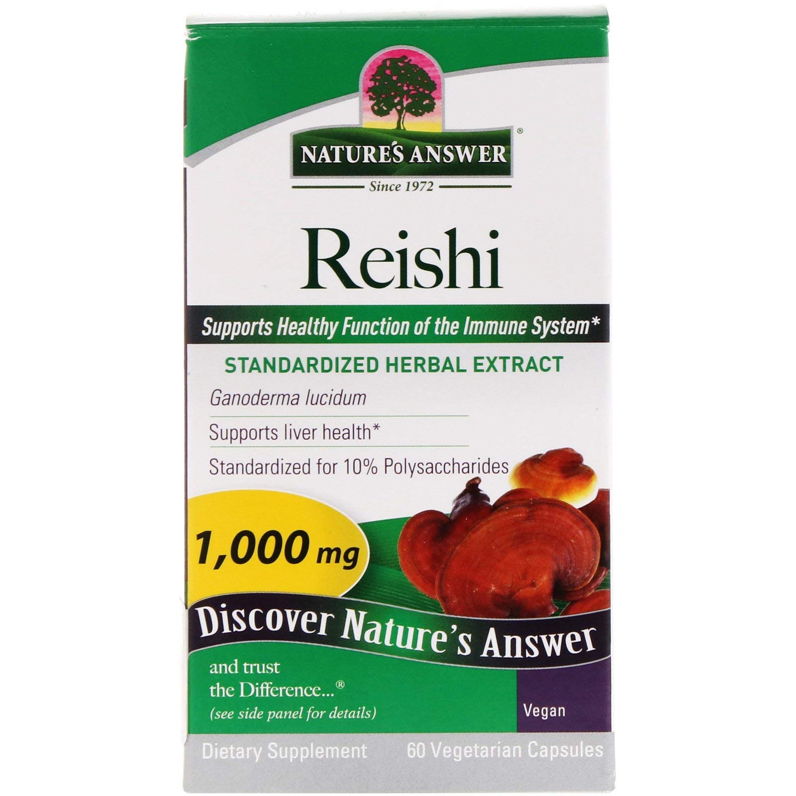 Nature'S Answer Reishi Mushroom Standardized 1000 Mg Vegetarian Capsules, 60'S