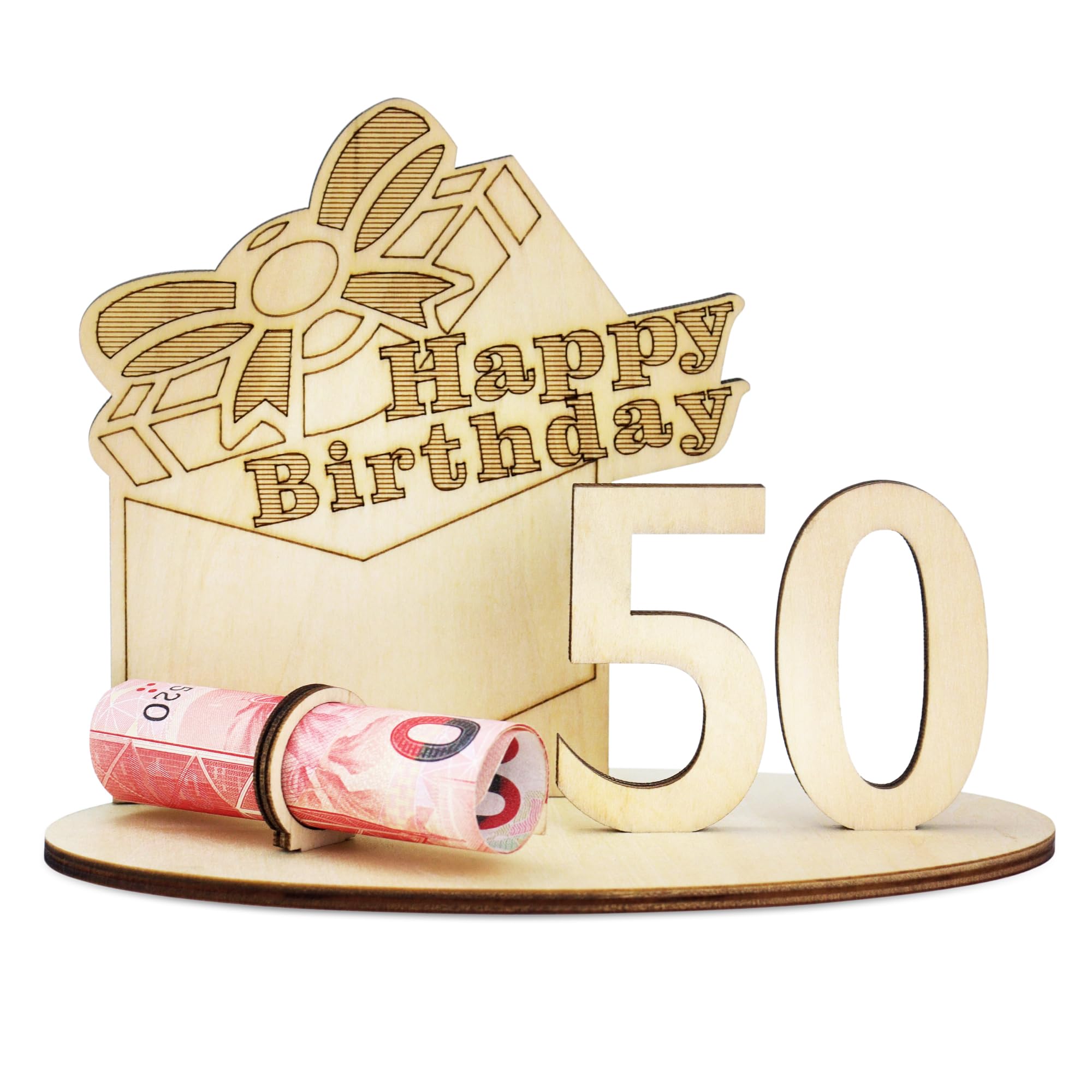 Regalo 50° Compleanno In Legno STOOKI - Portabanconote O Libro Ospiti Divertente - Foto 13