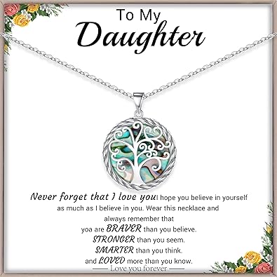 Christmas Gifts for Women Tree of Life Necklace for Women Birthday Gifts for Her Stocking Stuffers Pendant Necklace with Shell Tree Mothers Day Gift for Mom Grandma Wife Daughter Anniversary Christmas Jewelry