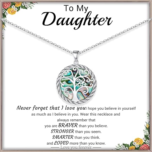 Christmas Gifts for Women Tree of Life Necklace for Women Birthday Gifts for Her Stocking Stuffers Pendant Necklace with Shell Tree Mothers Day Gift for Mom Grandma Wife Daughter Anniversary Christmas Jewelry