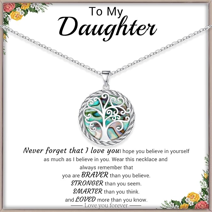 Christmas Gifts for Women Tree of Life Necklace for Women Birthday Gifts for Her Stocking Stuffers Pendant Necklace with Shell Tree Mothers Day Gift for Mom Grandma Wife Daughter Anniversary Christmas Jewelry