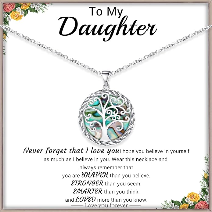 Christmas Gifts for Women Tree of Life Necklace for Women Birthday Gifts for Her Stocking Stuffers Pendant Necklace with Shell Tree Mothers Day Gift for Mom Grandma Wife Daughter Anniversary Christmas Jewelry