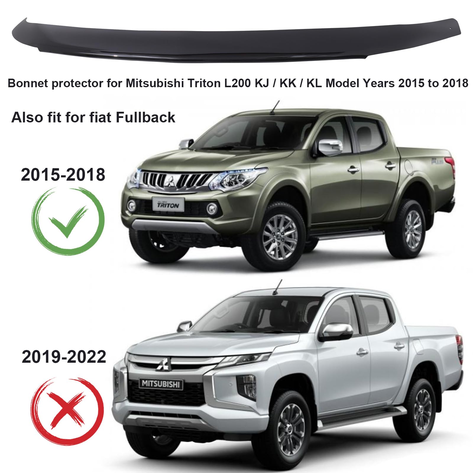 Motorhaubenschutz Steinschlagschutz für Mitsubishi L200 2015-2019