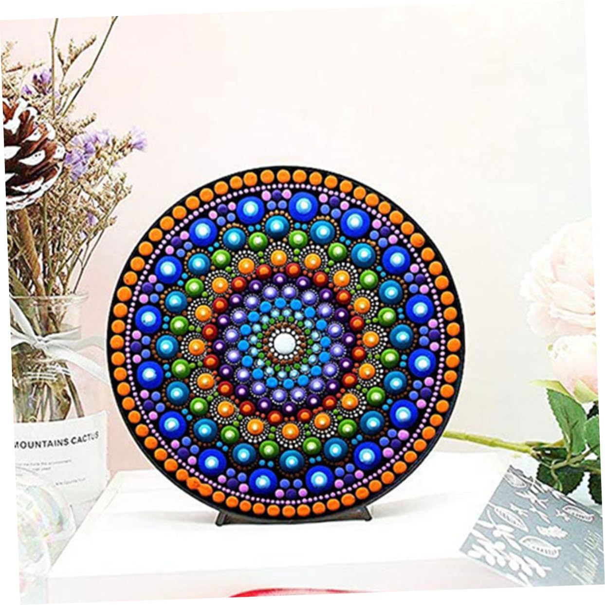 STOBOK 5 Sätze Zeichenkarton Kreisförmig Saugnapfantenne Mandala-punktierwerkzeug Mandala-zeichenblöcke Runden Mesh-trommelfelle Runde Malblöcke Kleine Maltafeln Papier Black 8 Stück * 5