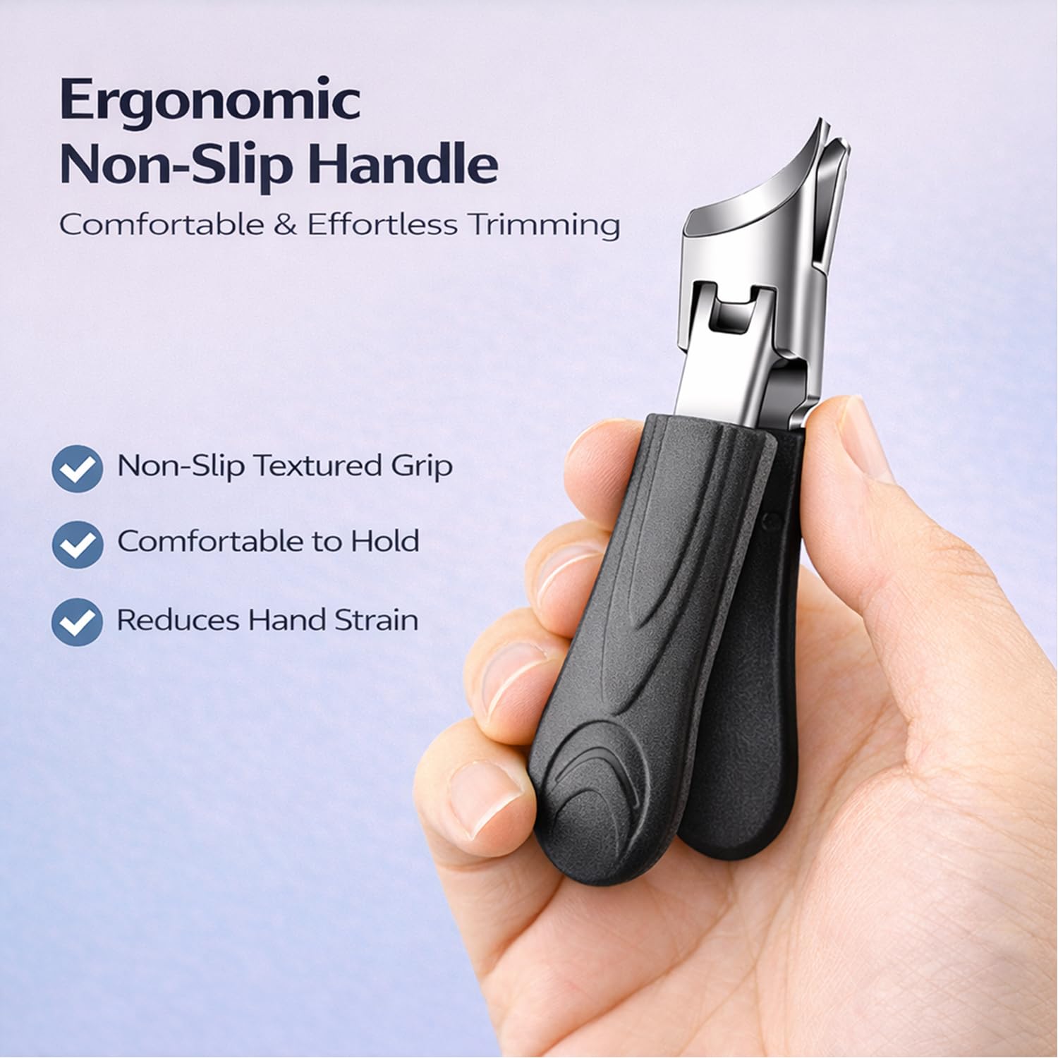 Wide Jaw Opening Slanted Nail Clippers 16mm Anti-Splash Angled Toenail Clippers with Non-Slip Handle Rust-Resistant Nail Tools for — view 6