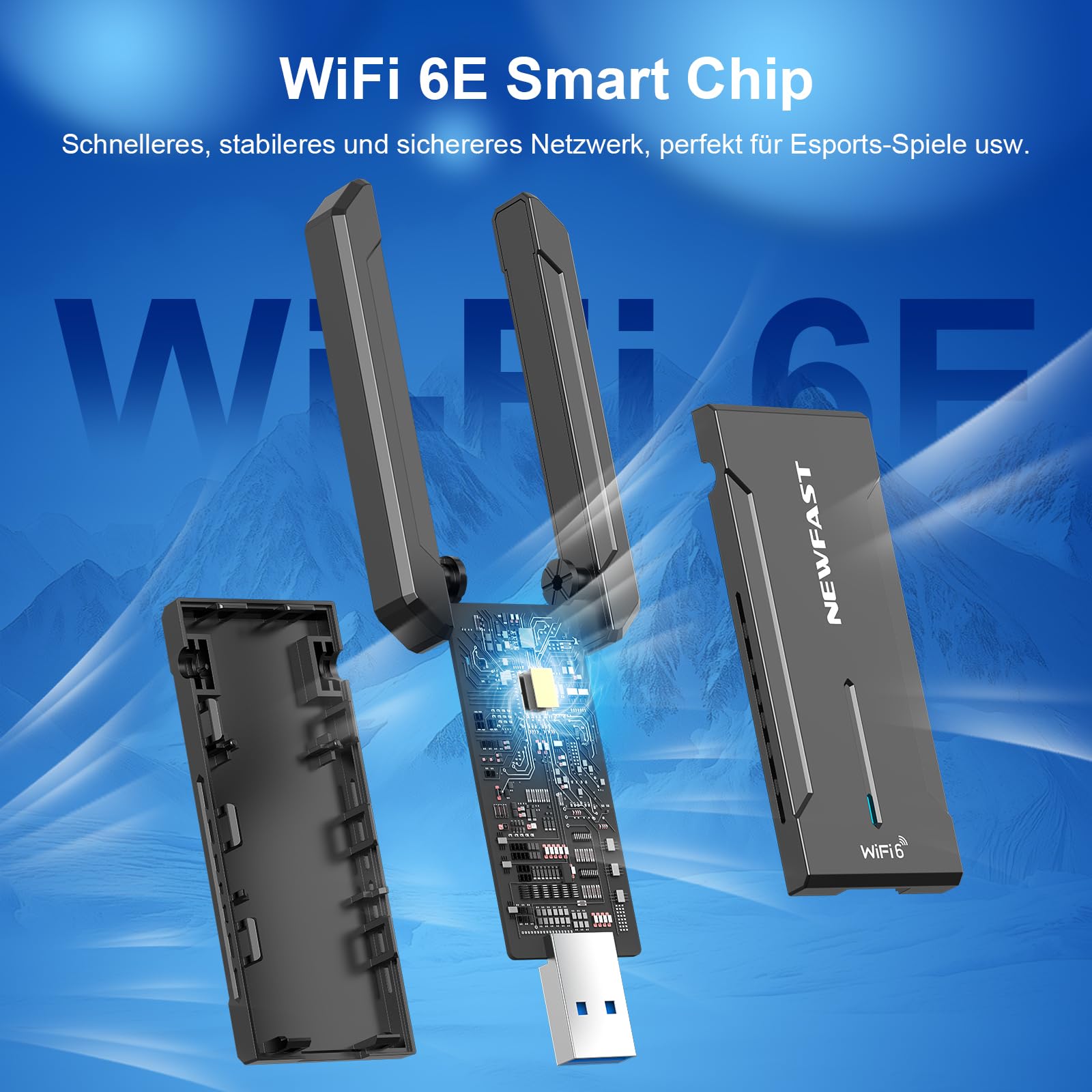 NEWFAST 5400Mbps USB WLAN Stick for PC,Only for Windows 10/11