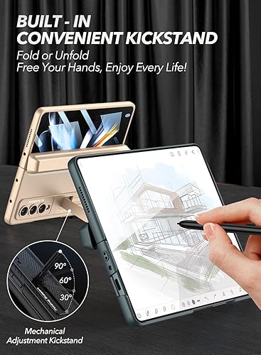 Miniatura 6 de ELEPIK Shield Series - Funda para Galaxy Z Fold 4 con protector de pantalla de vidrio templado integrado soporte cerrado para bolígrafo S evita que