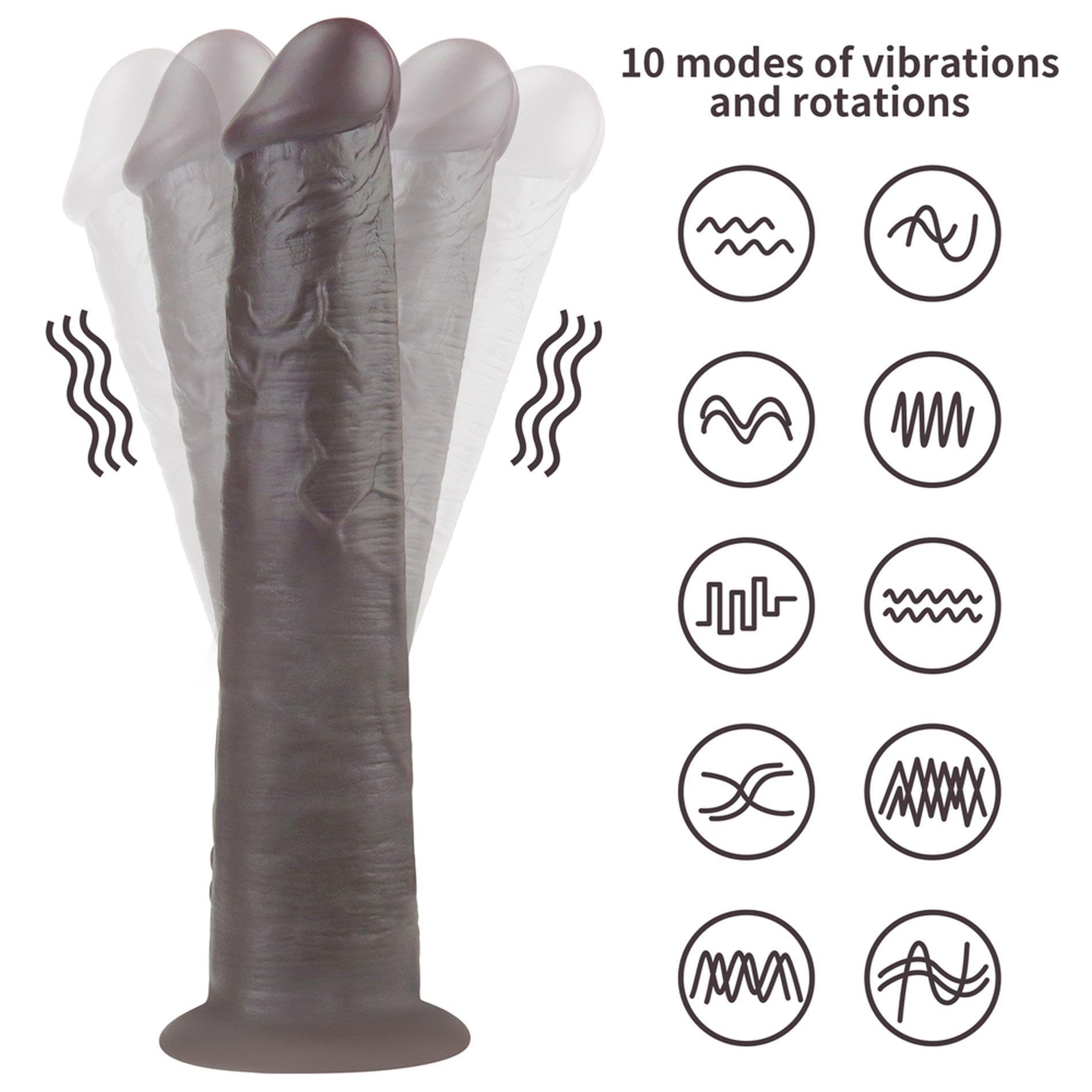 LoveToy Dual Layered Silicone Rotator Black 10"