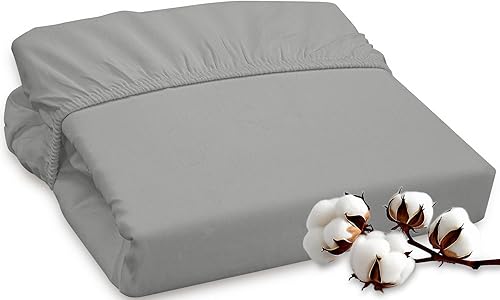 ROYALE LINENS Sábana bajera ajustable de 300 hilos 100% algodón peinado de fibras largas, tamaño King, sábana inferior súper suave con bolsillo