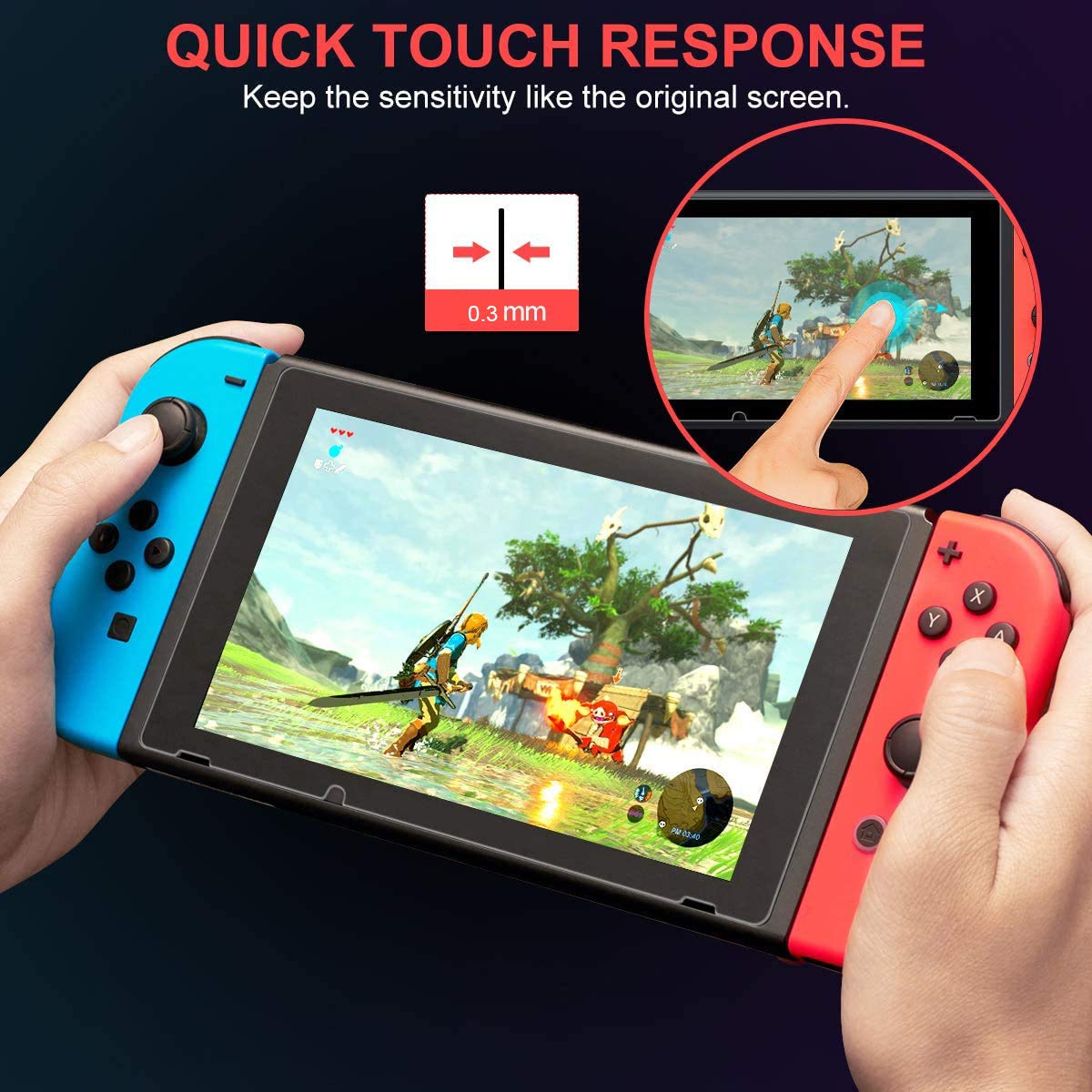 [2 Pack] Tempered Glass Screen Protector for Nintendo Switch - Transparent HD Clear Anti-Scratch Screen Protector for Nintendo Switch 1