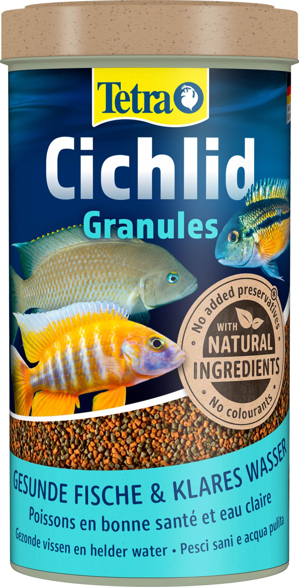 Tetra Cichlid Granules - Hauptfutter Mix mit 2 verschiedenen Granulaten für mittelgroße Cichliden, 500 ml Dose
