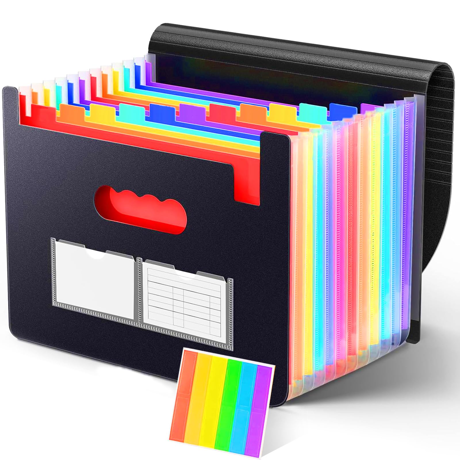 KOOSREEL Document Folder A4, 13 Compartments Expanding Folder Sorting Folder Colourful File Organiser Accordion Design with Lid for Storing Papers Management Papers
