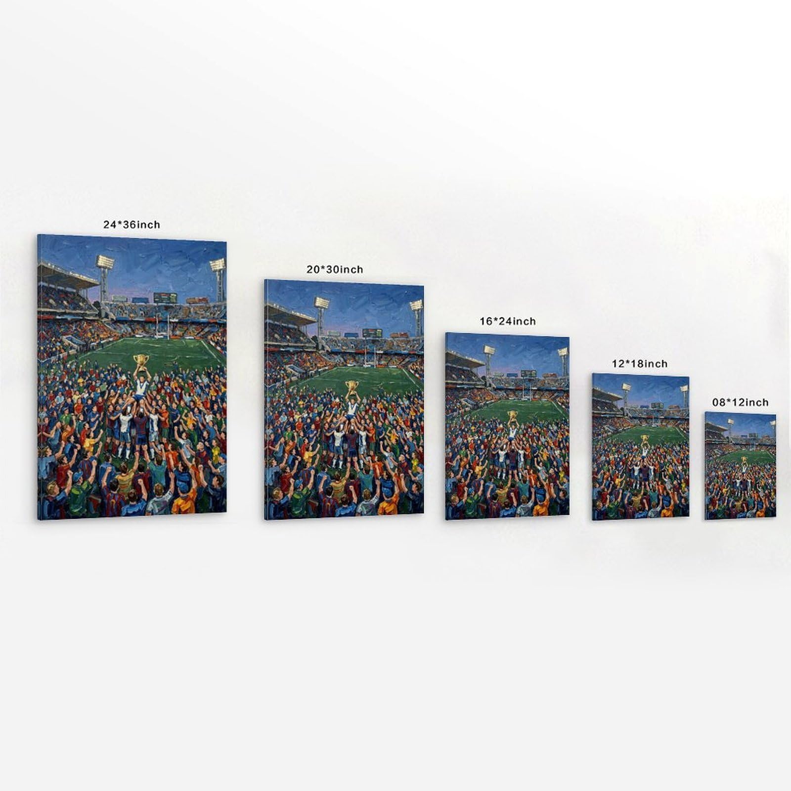Poster su tela per celebrare la vittoria della squadra di calcio, pittura a olio Impasto, opera d'arte da parete per soggiorno, trofeo della squadra di calcio, decorazione da parete 40 x 60 cm