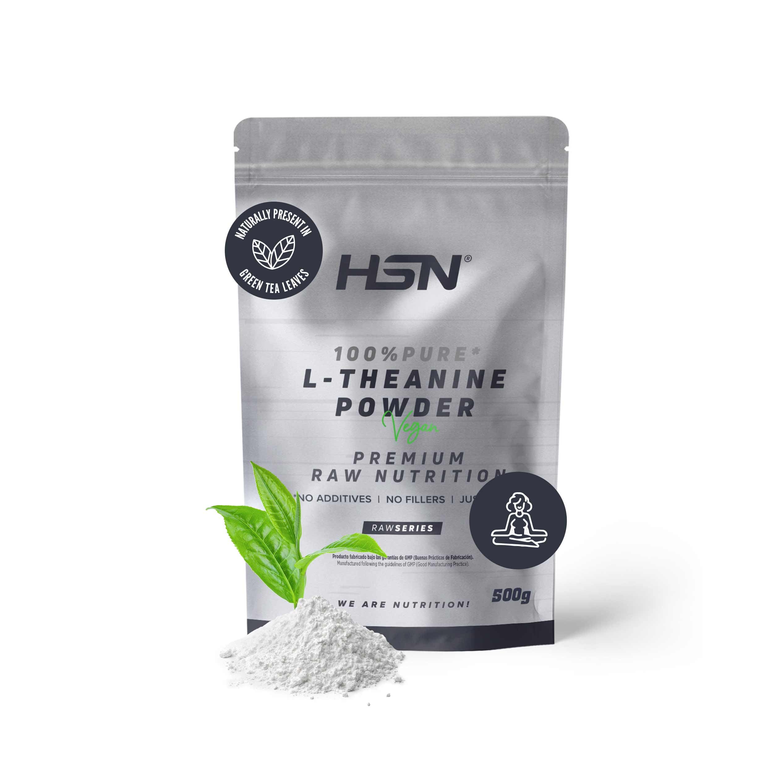 HSN L-Teanina en Polvo | 250 mg por Dosis Diaria | 500g | Aminoácido Natural del Té Verde en Forma Libre | 100% L-Teanina Pura Sin Aditivos | Vegano, Sin Gluten, No-GMO | No Incluye Dosificador