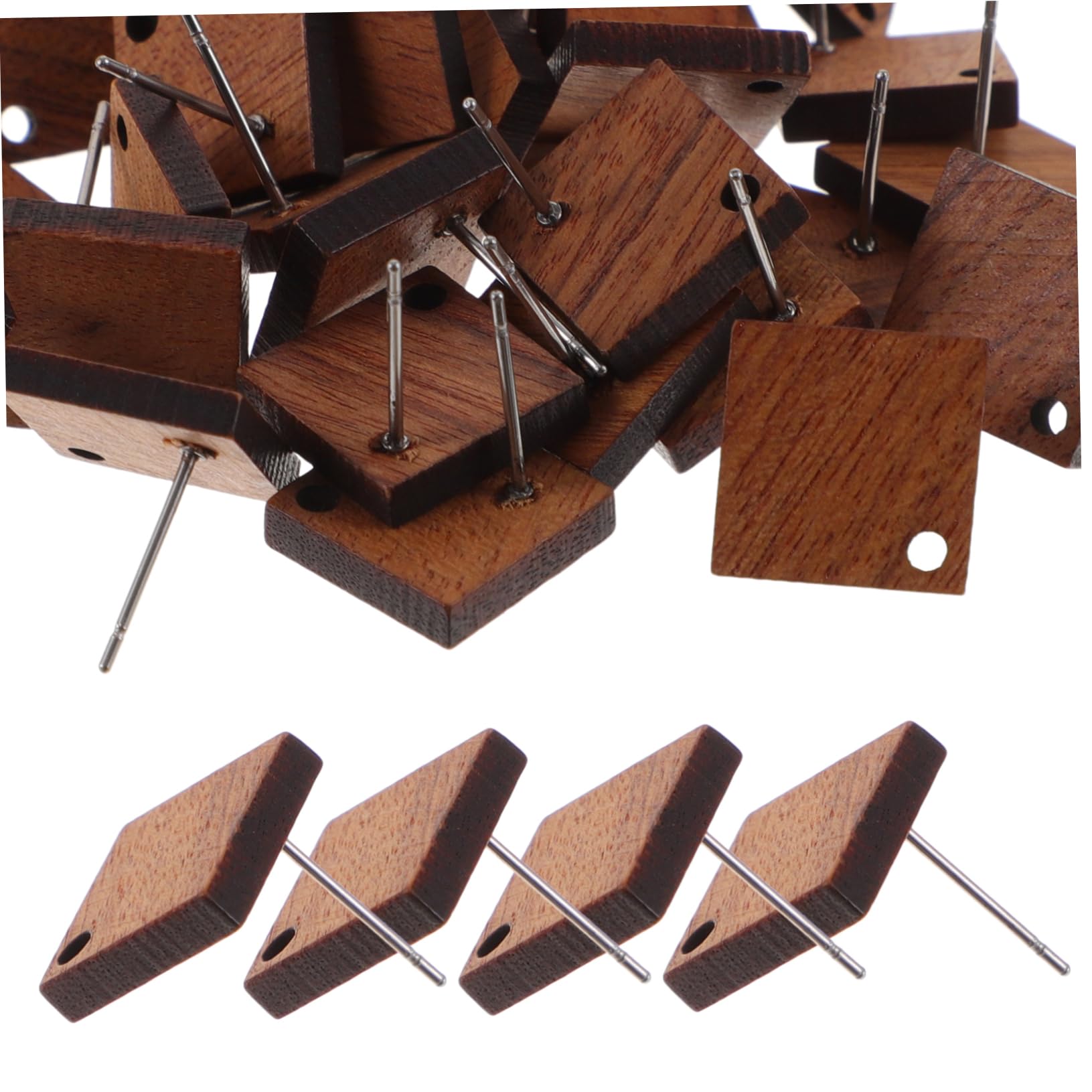 Lurrose 60stücke Holz Ohrstecker Bastelmaterial Für Kreative Ohrringe Geometrische Form Leicht Und Tragbar Für Schmuckgestaltung Und Personalisierte