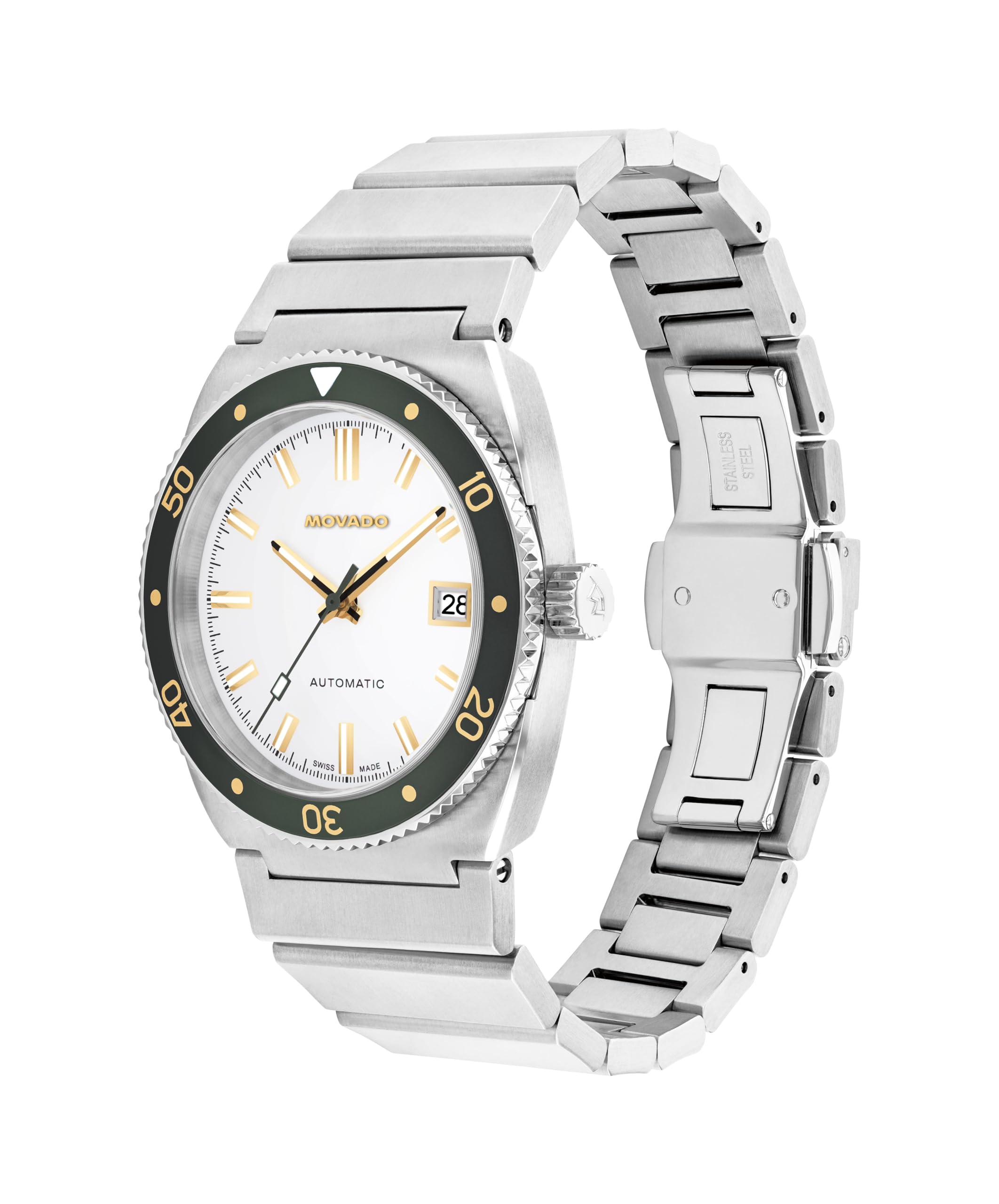 Movado Heritage Ondoplan Men's Watch - Swiss Automatic, Self-Winding, Link Bracelet - Classic, Modern Luxury Fashion Timepiece for Him - 39mm