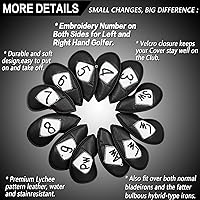 Vista 39 de FINGER TEN Premium Synthetic Leather Stylish Iron & Wedge Golf Head Covers Value 12 Piece Set, Embroidered Labels & Fits Most Clubs Gift Set, Travel