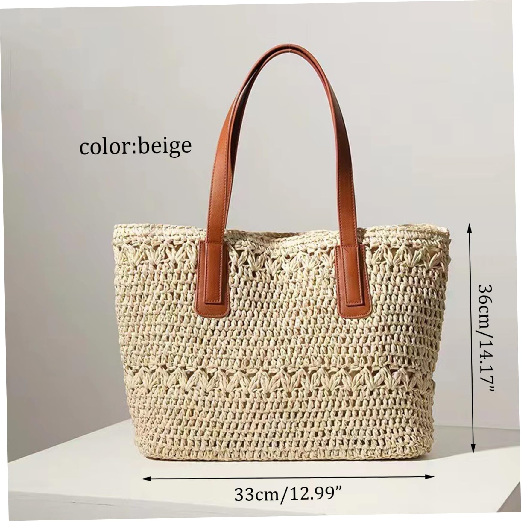 Stroh-Strandtasche für Damen, Sommer-Urlaubstasche, große Kapazität, Strandtasche, gewebte Schultertasche für Urlaubsutensilien, Stroh