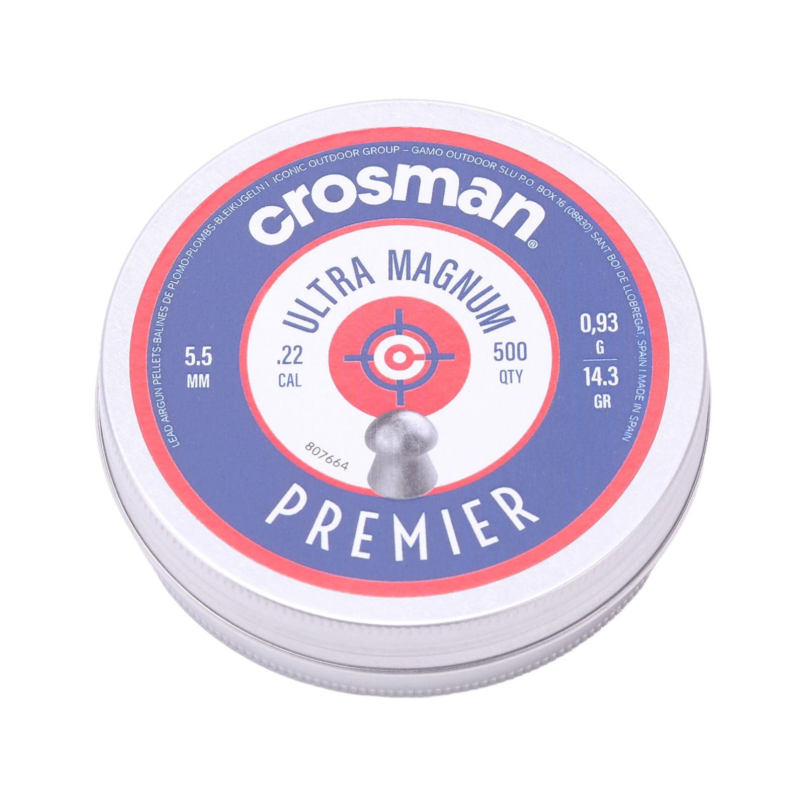 Crosman Domed .22 Air Gun Airgun Pellets 500 Tin 14.3gr Pest Control Hunting 6-11243