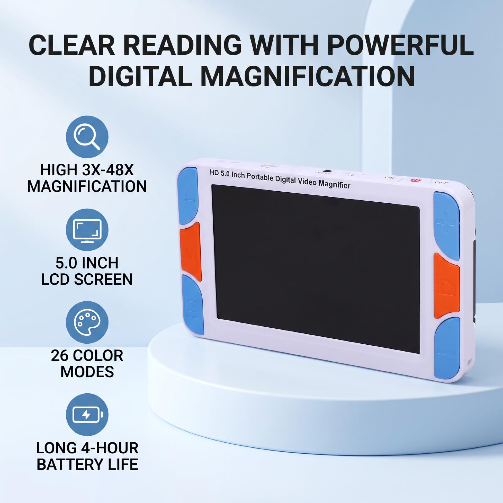 Lupa Digital Portátil de 5 Pulgadas, Zoom 3X-48X