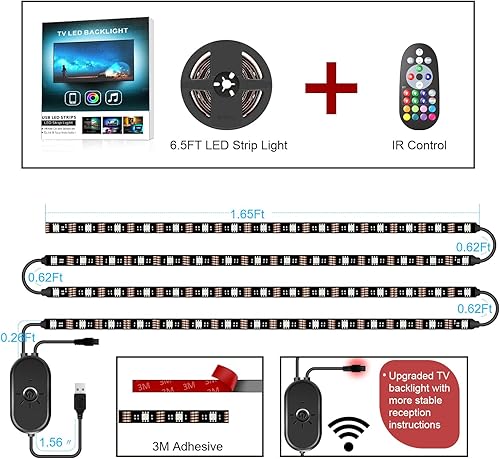 Miniatura 3 de Retroiluminación LED para TV alimentada por USB para TV de 32 a 60 pulgadas, tira de luces LED que cambian de color con control remoto y aplicación,