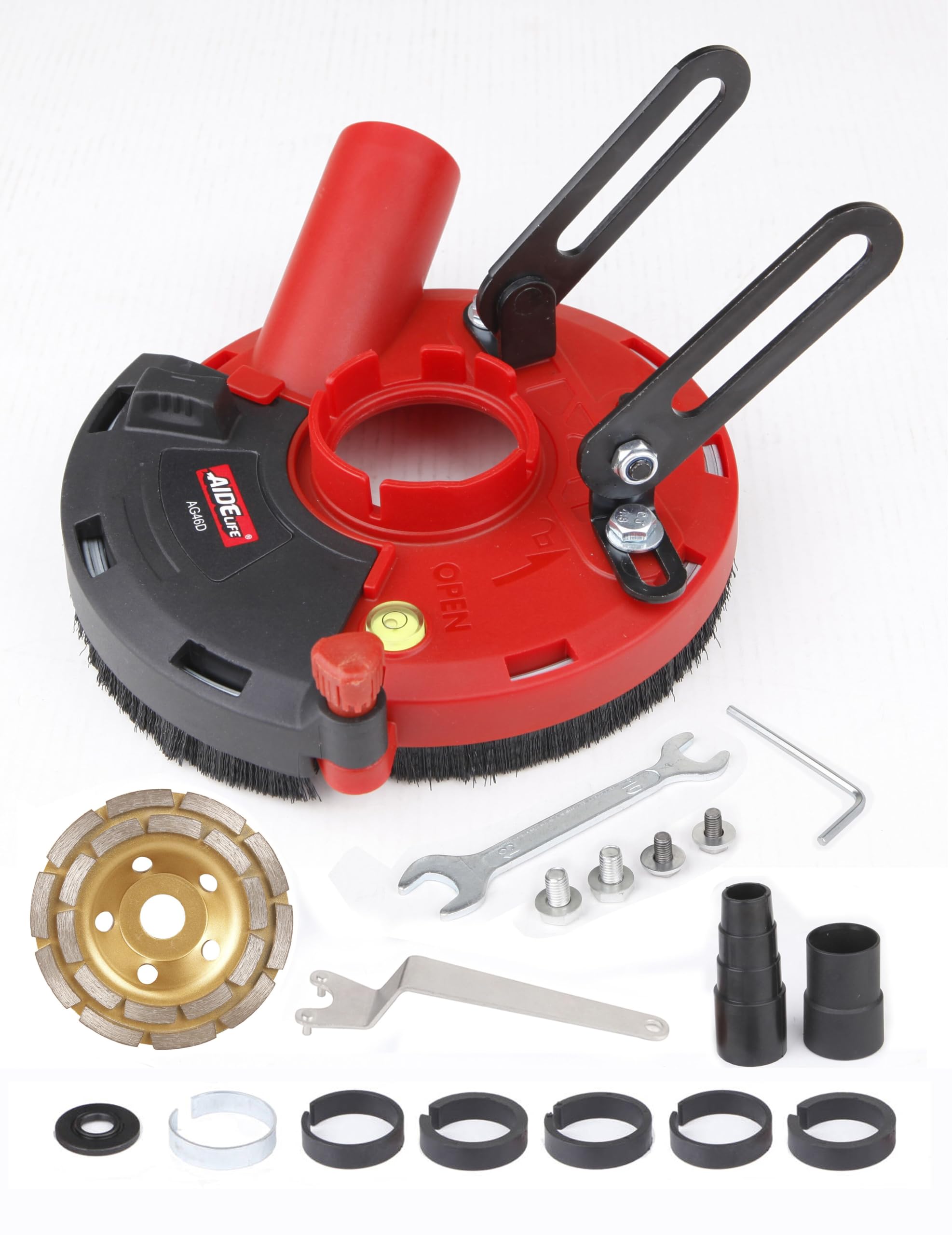 Aidelife cuffia di aspirazione universale per smerigliatrice angolare 115/125mm + mola a tazza diamantata 125 mm x 22,2 mm