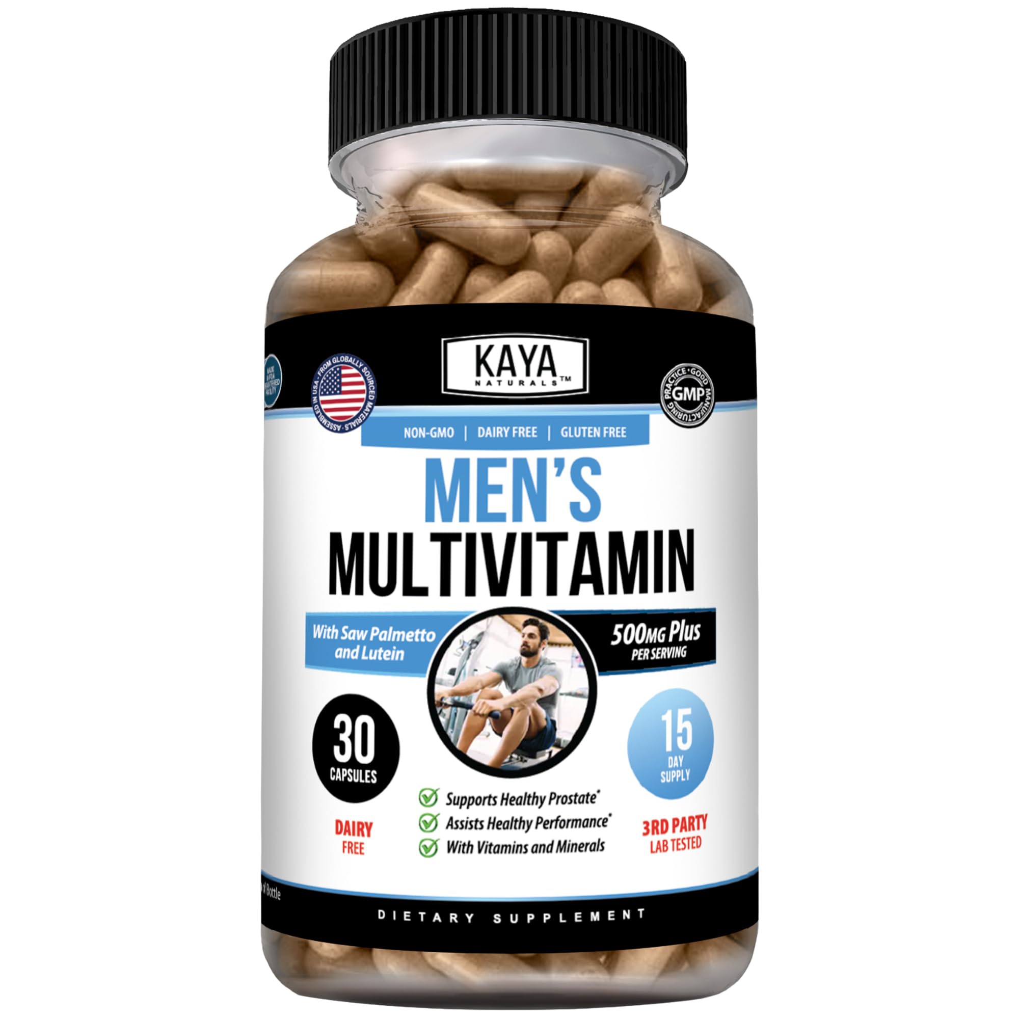 Kaya Naturals Men’s Multivitamin with Saw Palmetto & Lutein, 30 Capsules 30 Count (Pack of 1)
