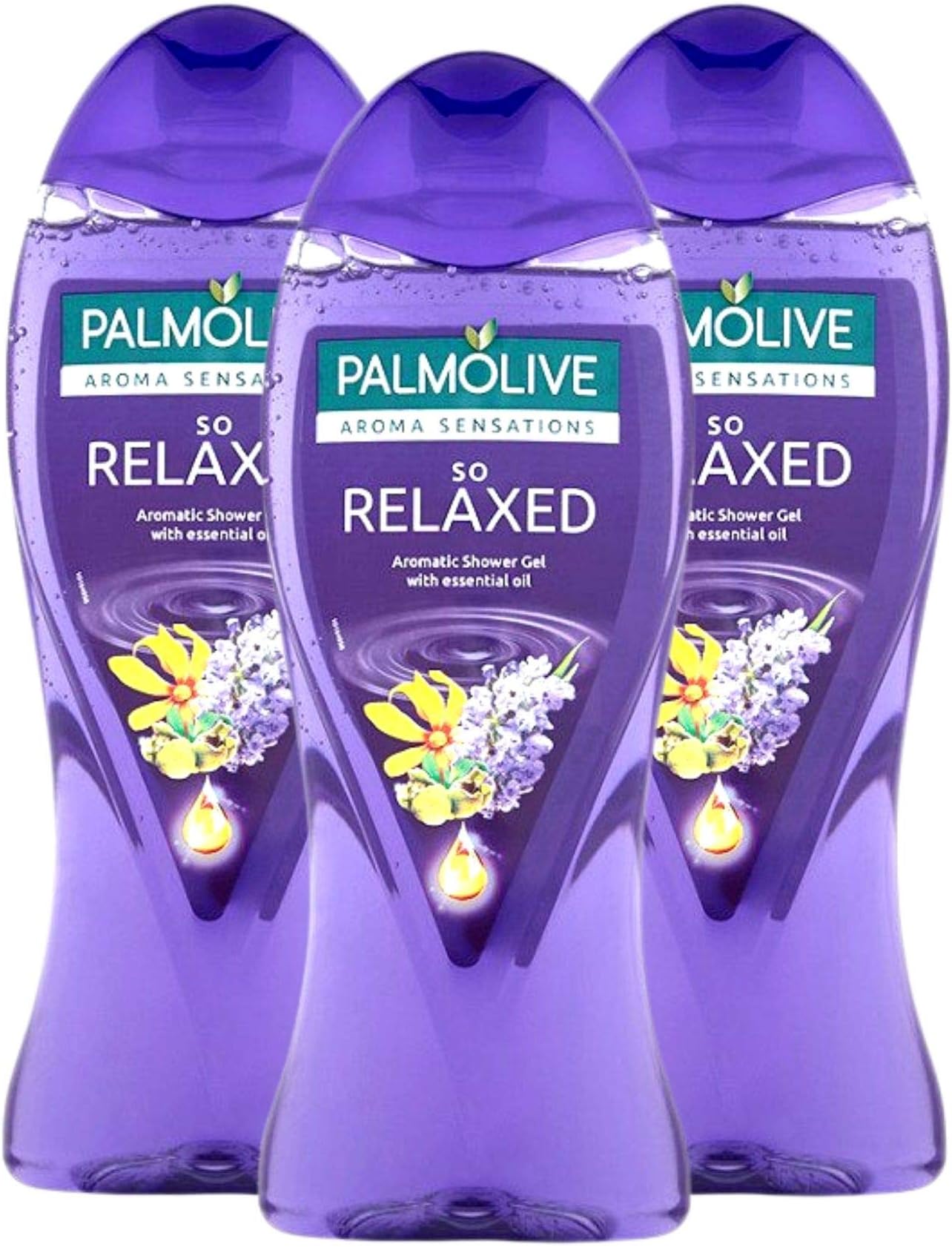 Palmolive Shower Gel Aroma Sensations So Relaxed Body Wash, Pampering shower gel, Delicious fragrance, Silky shower gel with essential oils 500ml (Pack of 3)