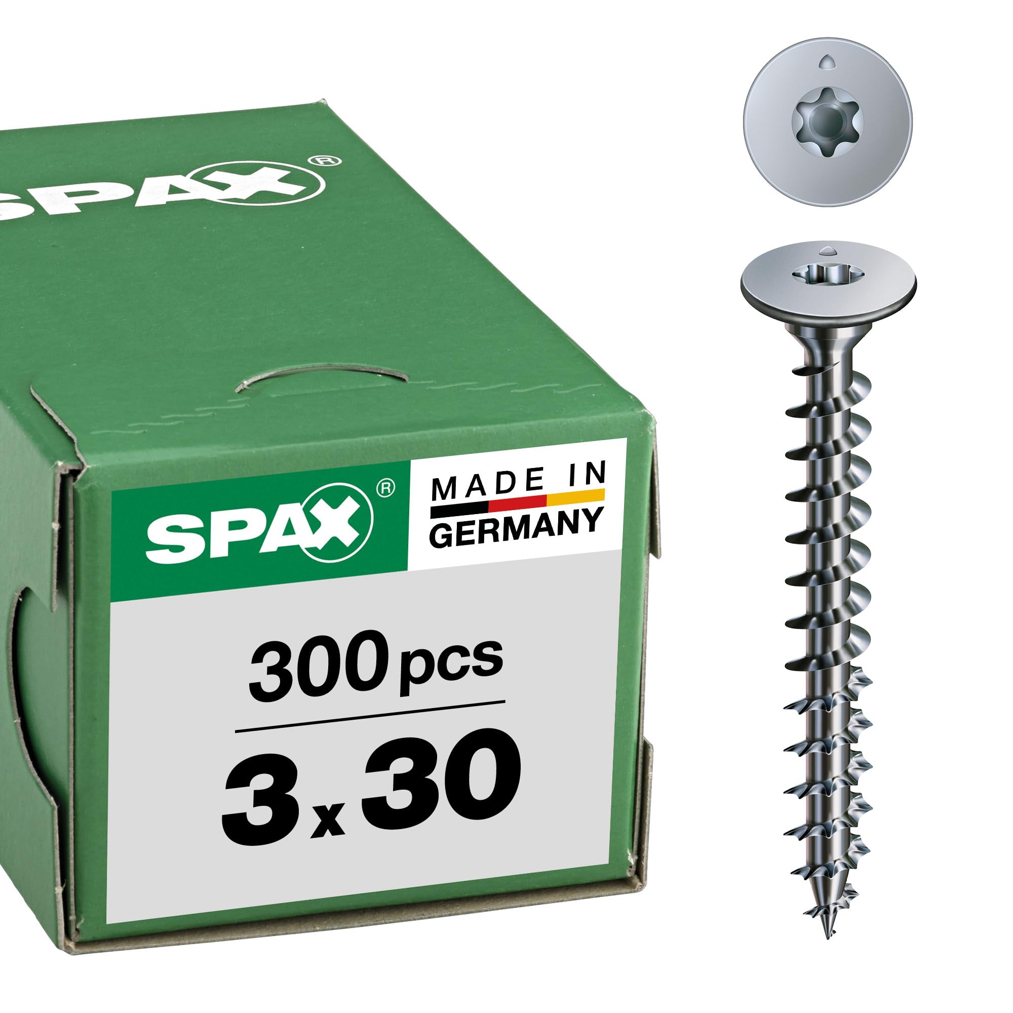 SPAX Śruba do ściany tylnej bez soczewki 3,0 x 30 Torx 10 Wirox srebrny Zawartość: 300 sztuk