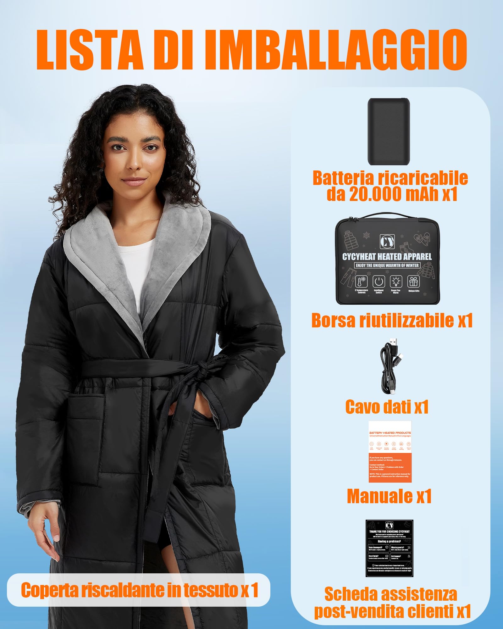 Coperta Elettrica con Maniche 20000mAh 7.4V per Uomo e Donna – Coperta con Maniche Riscaldante Portatile con Tecnologia di Riscaldamento Migliorata per Casa