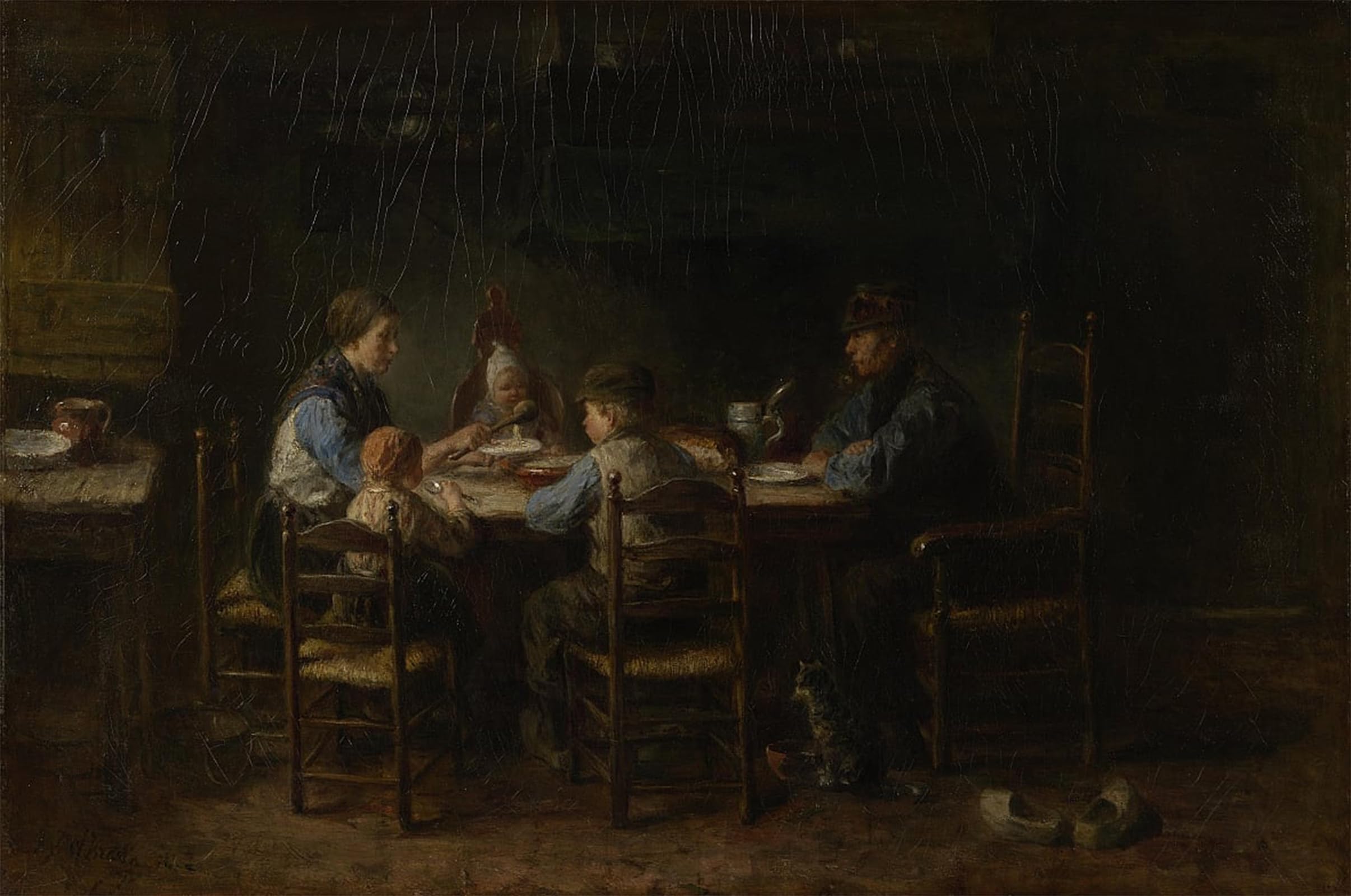 ARTXLXXBN Famous Print Painting Colorful Art Print Peasant Family At the Table by Jozef Israëls Canvas Art Decorations for Home Decor 60x90cm