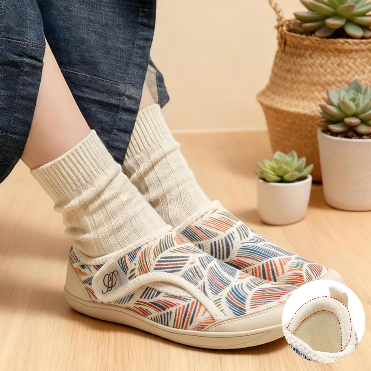 Comfortable Wide Diabetic Shoes for Women Mes,Barefoot House Shoes Slippers for Women Indoor Outdoor,Adjustable Zero Drop Edema Shoe for Neuropathy, Breathable Nursing Shoe Wide Width Casual Sneakers - Image 2