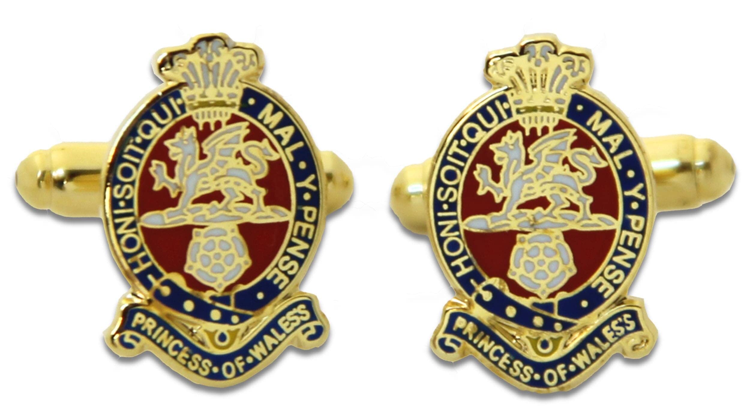 The Regimental Shop Men's Blue/Yellow Princess Of Wales's Royal Regit Regital Cufflinks