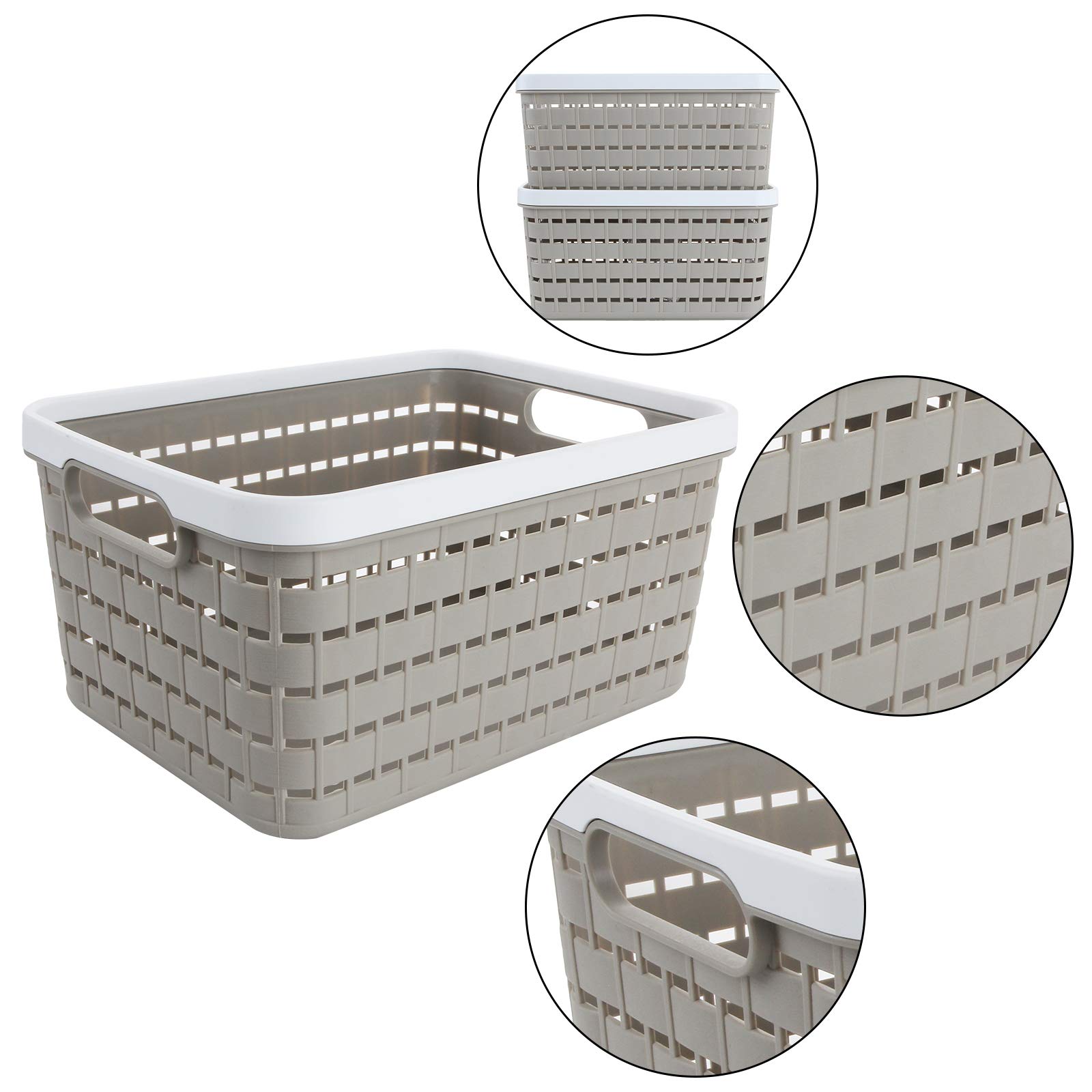 Gris Grand Panier De Rangement, Panier À Plateaux, Boîte Organisateur