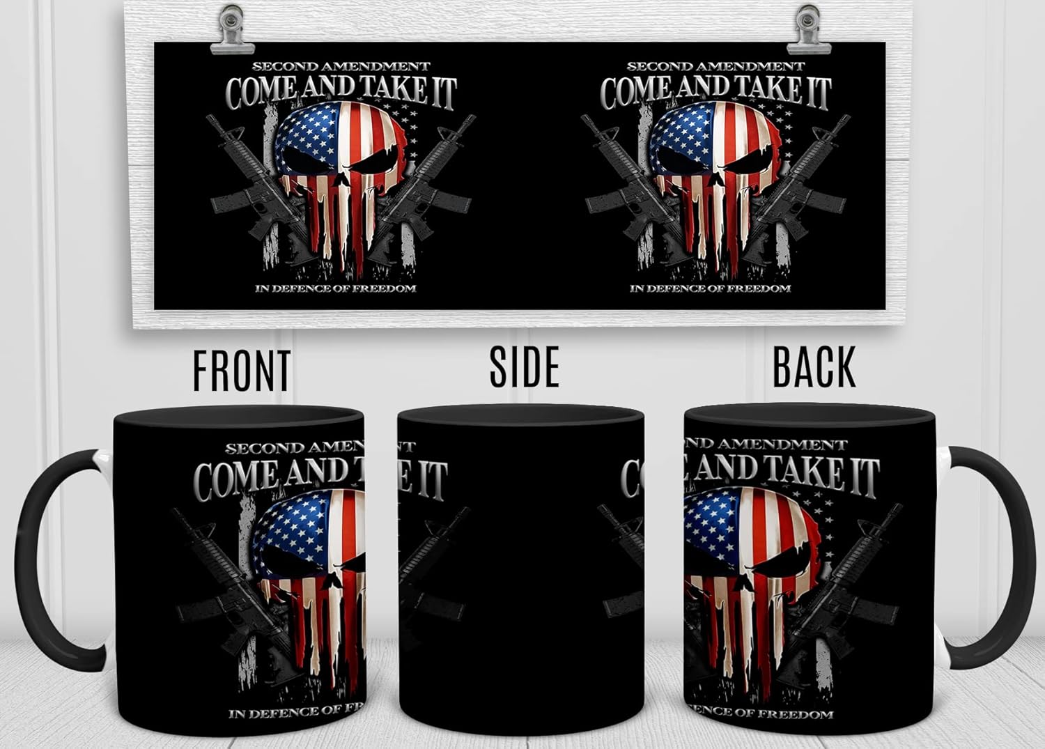 YouNique Designs Gun Mug - 11 Oz, Patriotic, Second Amendment Gift for Gun Enthusiasts (Black Handle) - Image 3