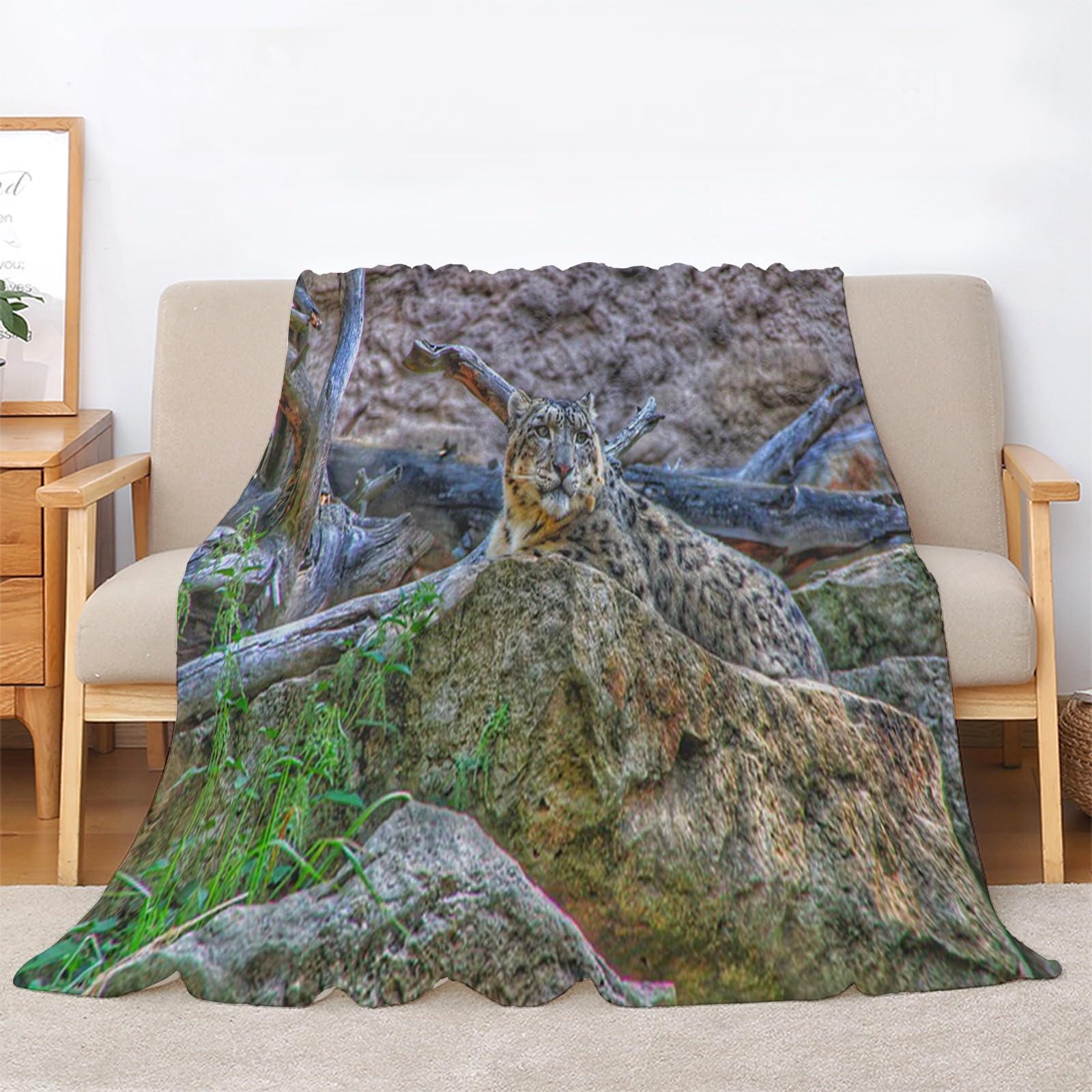 Generisch Puszysty koc do przytulania, ciemnoszary, panterka, 200 x 200 cm, miękki i dwustronny koc polarowy, idealny koc na sofę dla wszystkich, przytulny koc na sofę i łóżko AL791