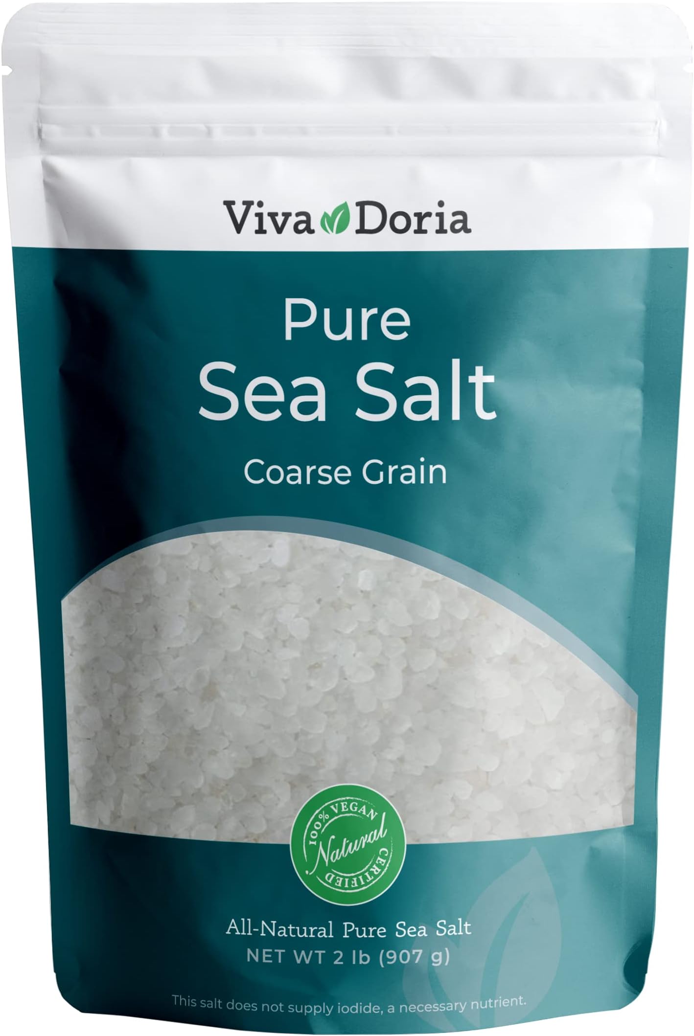 Viva Doria Pure Sea Salt, Coarse Grain, 2 lb | Ideal For Salt Grinders
