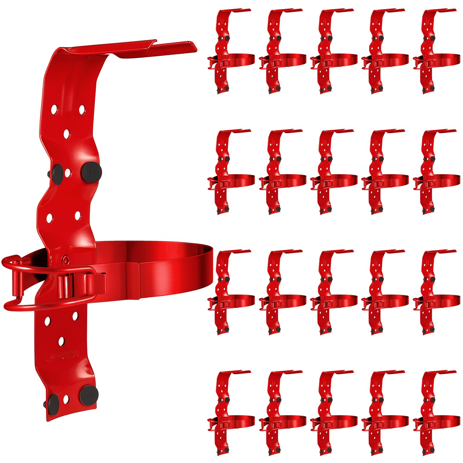 Therwen 10 soportes de montaje para extintor de incendios de 2.5 libras, 5 libras, soporte de pared para extintor de incendios pequeño, soporte de pared de acero inoxidable, rojo (20 piezas)